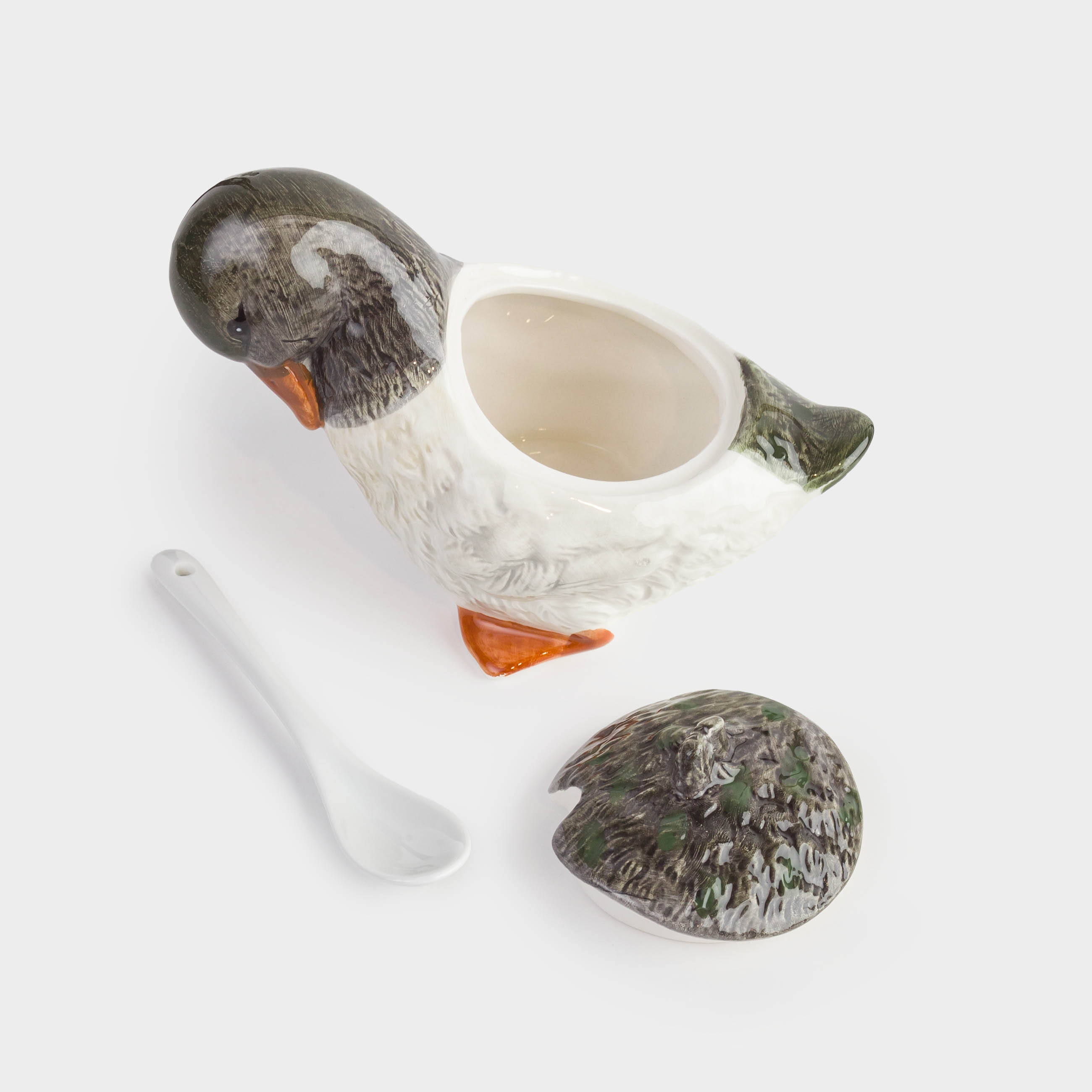 Сахарница, 10 см, 220 мл, с ложкой, керамика, Утенок, Duck, image-5
