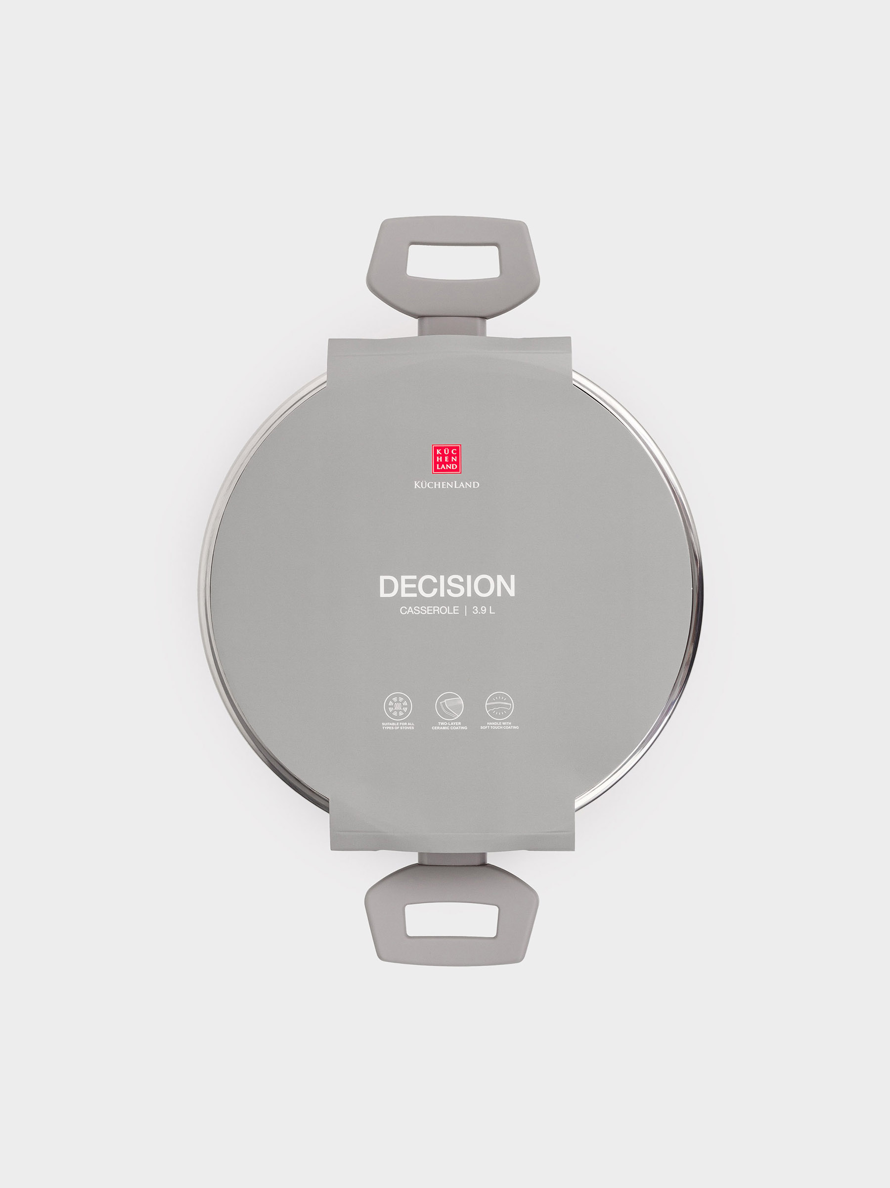 Кәстрөл, 24 см, 3,9 л, қақпағы бар, жабыны бар, алюминий, сарғылт-қоңыр-сұр, Decision, image-4