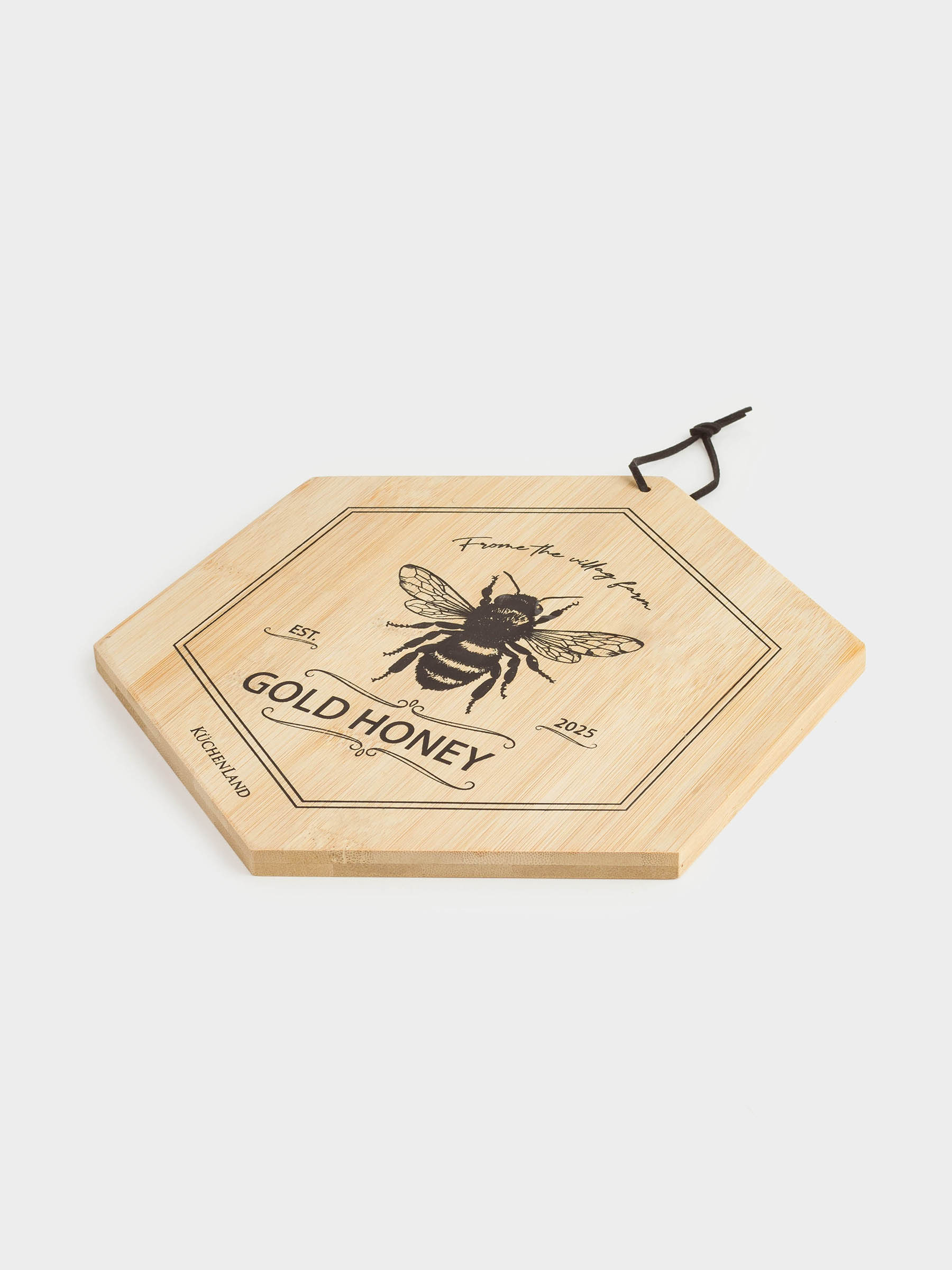 Доска разделочная, 25x22 см, бамбук, шестиугольная, Пчела, Honey, image-3