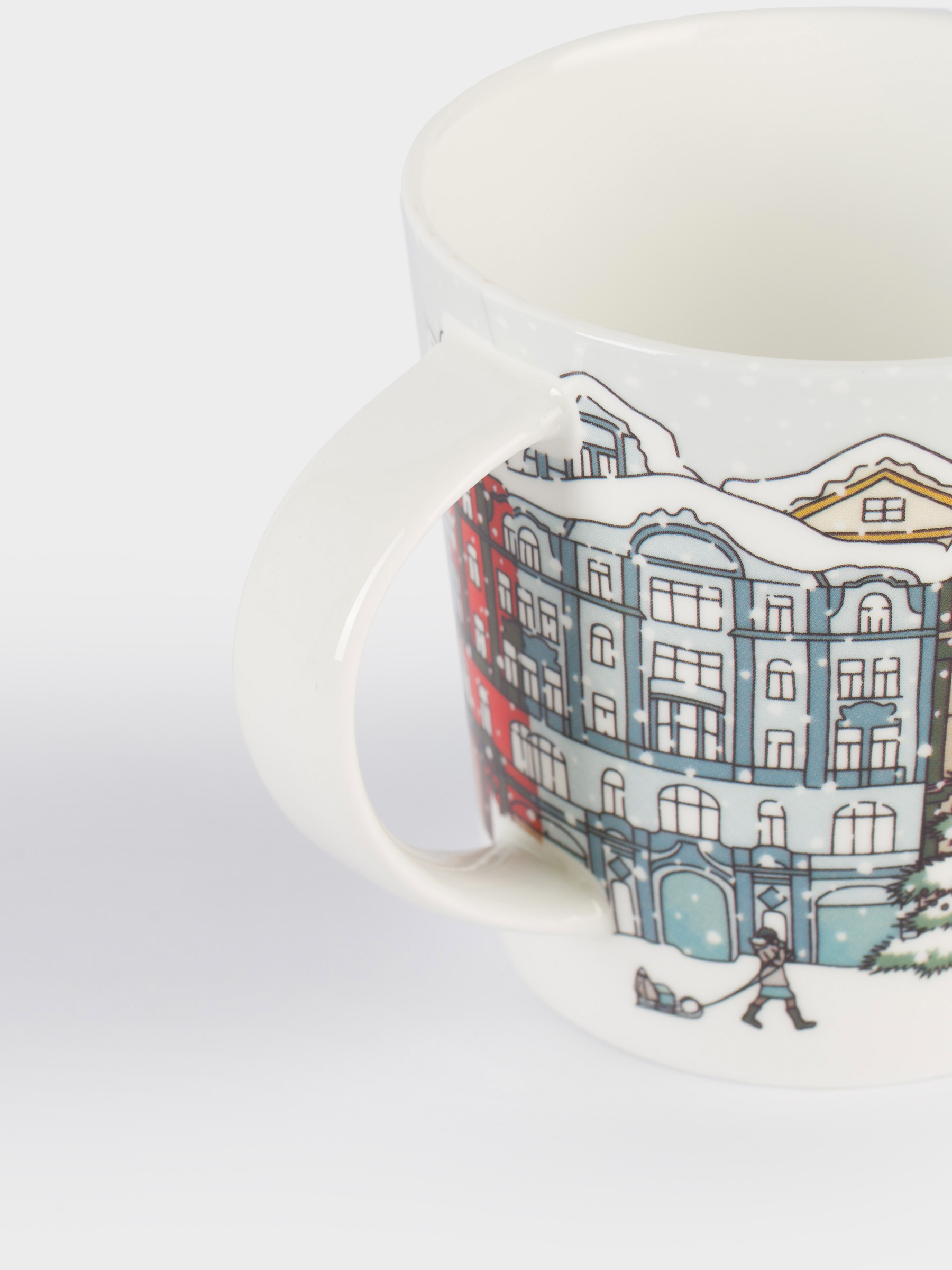 Саптыаяқ, 450 мл, фарфор F, ақ және сұр, Қар басқан қала, House built, image-3