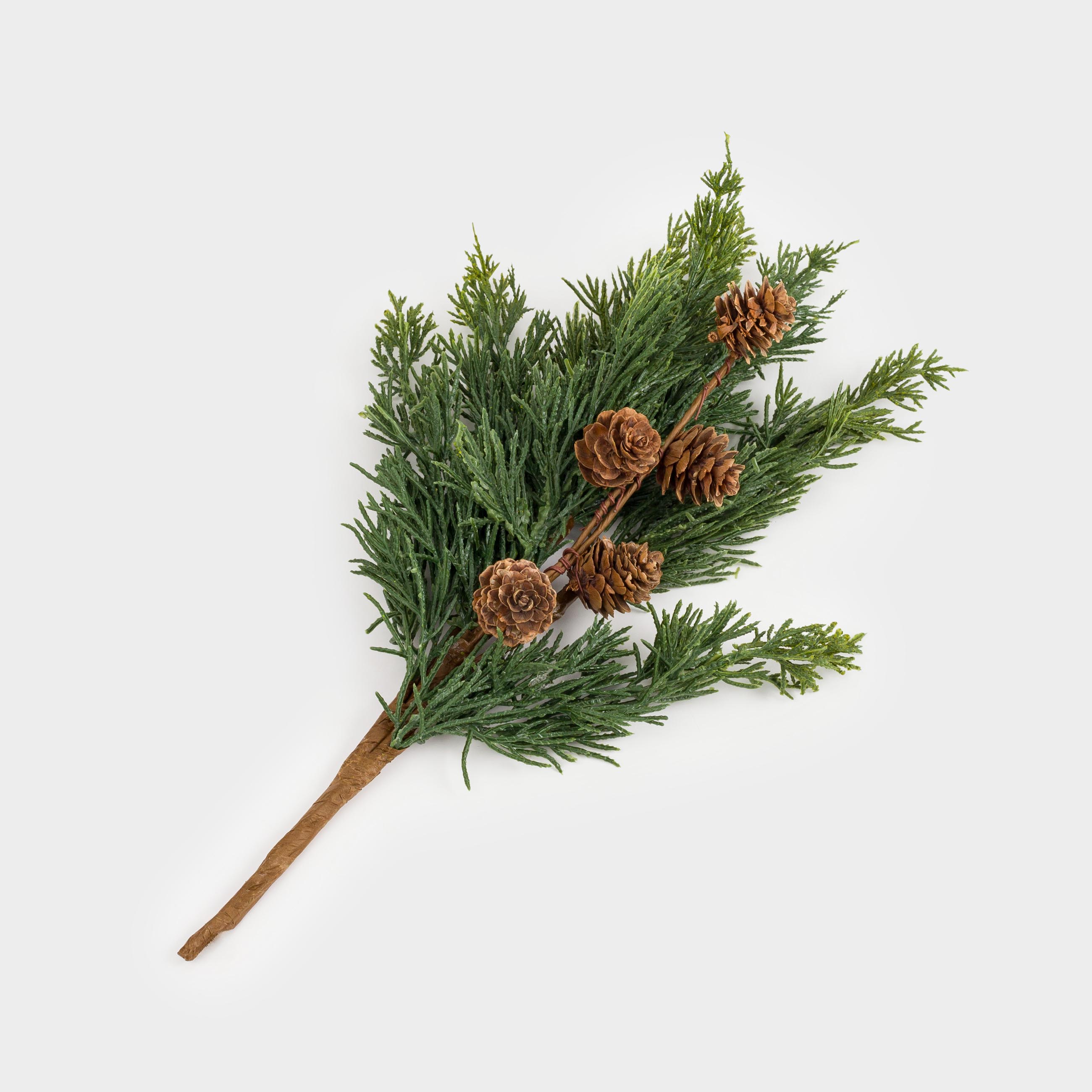Ветка декоративная, 42 см, полиэтилен/металл, Хвоя с шишками, Conifer decor, image-4