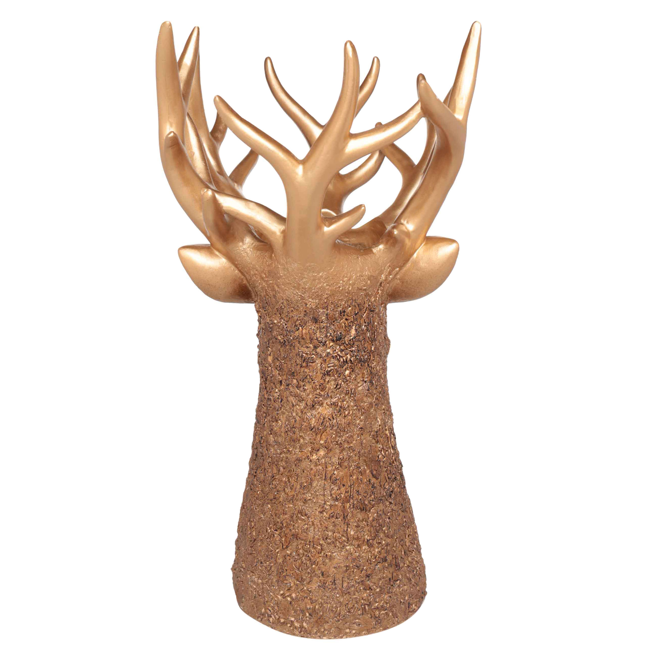 Ваза декоративная, 40 см, полирезин, золотистая, Голова оленя, Woodland story, image-1