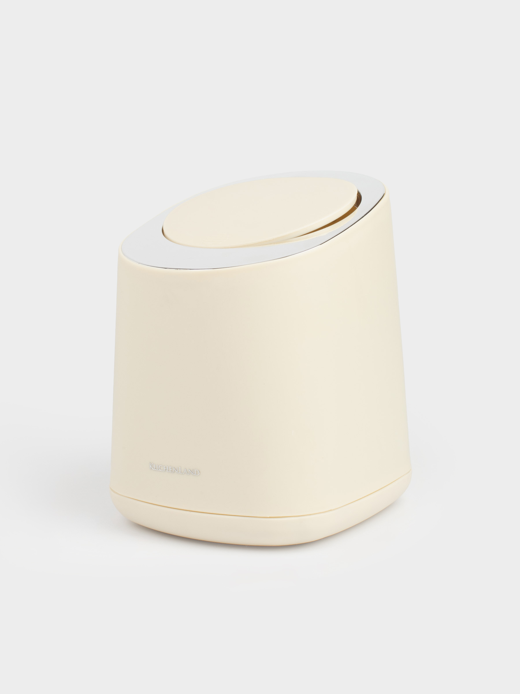 Ведро для мусора, 1,3 л, с кнопкой для открывания крышки, пластик, бежевое, Vintage kitchen, image-1