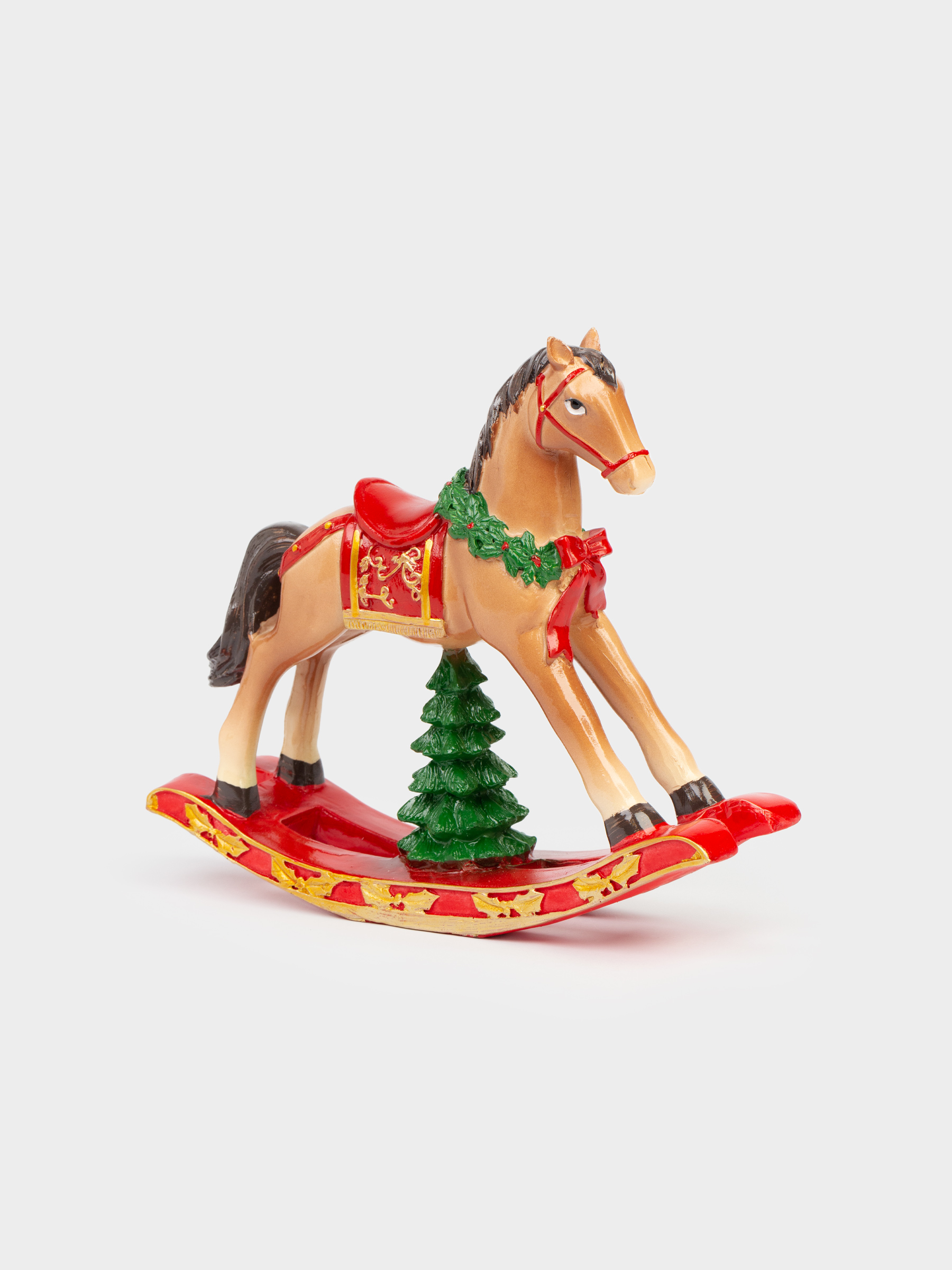 Мүсінше, 15 см, полирезин, қоңыр, Тербелетін ат, Horse christmas, image-2