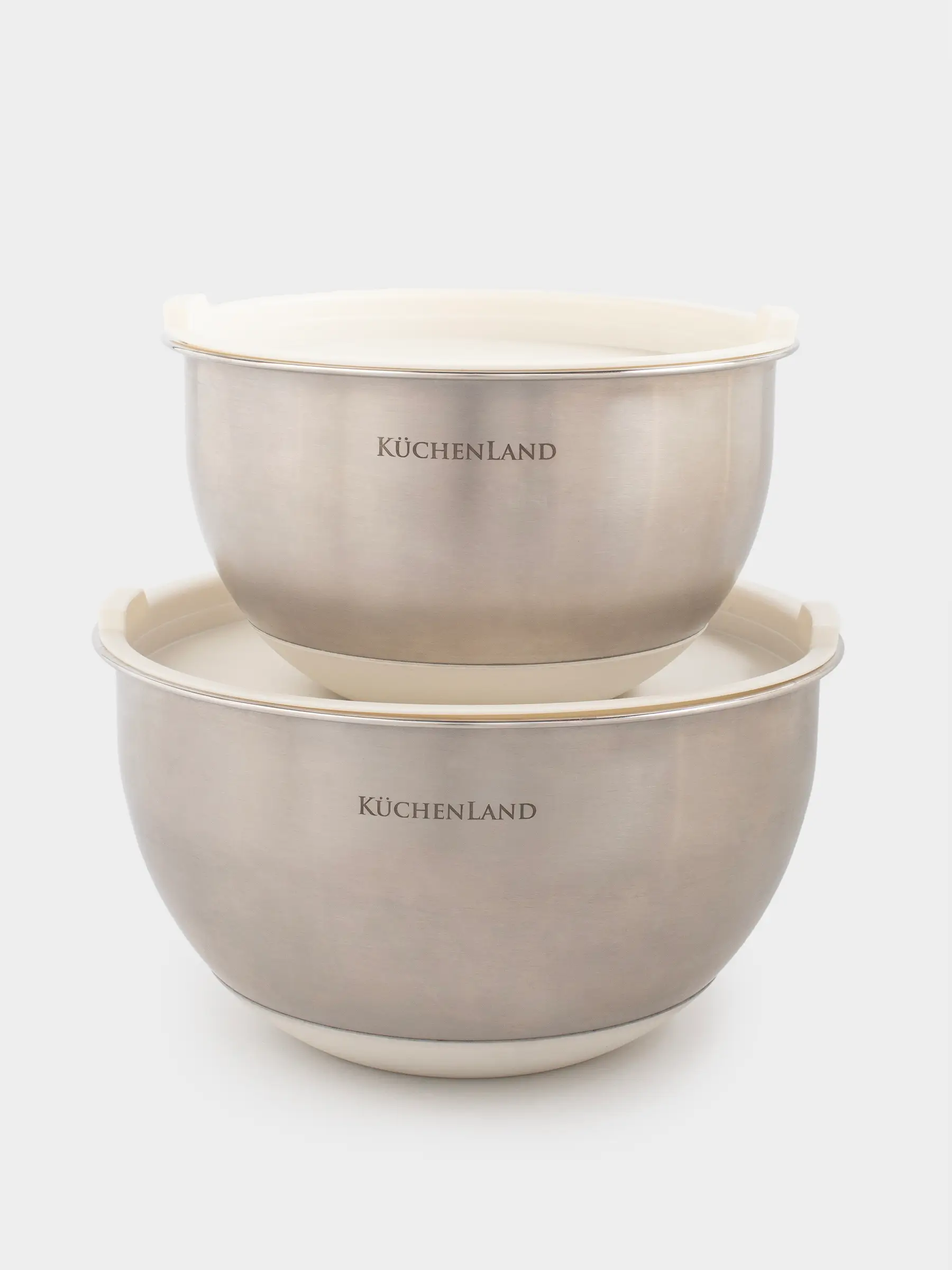 Тостаған, 1,25 / 2,5 л, 2 дана, қақпағы бар, сырғанауға қарсы түбі, болат / пластик, бежевый, Терра, image-0