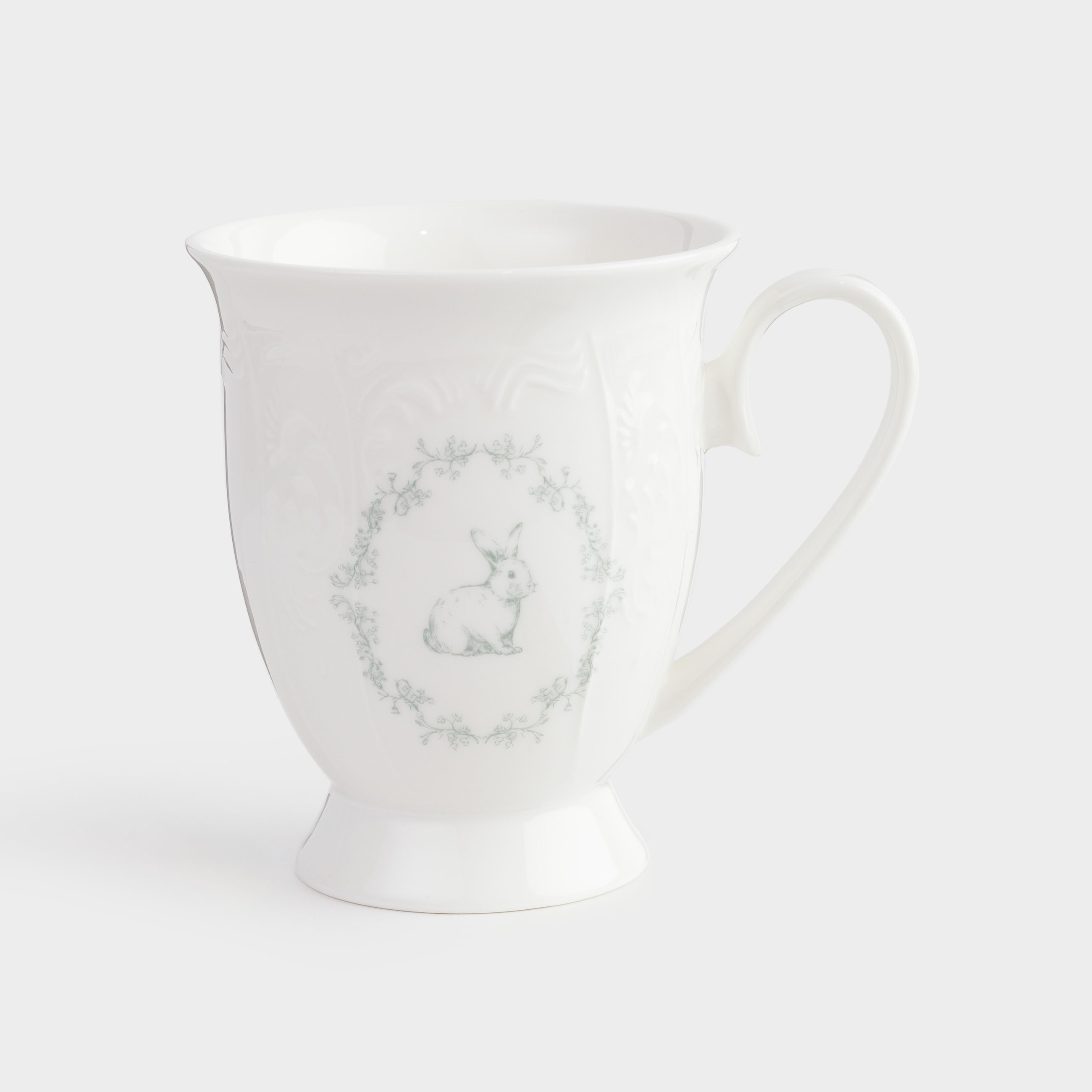 Кружка, 330 мл, фарфор Fine Bone China, белая, Кролик и цветы, Easter blooming, image-0