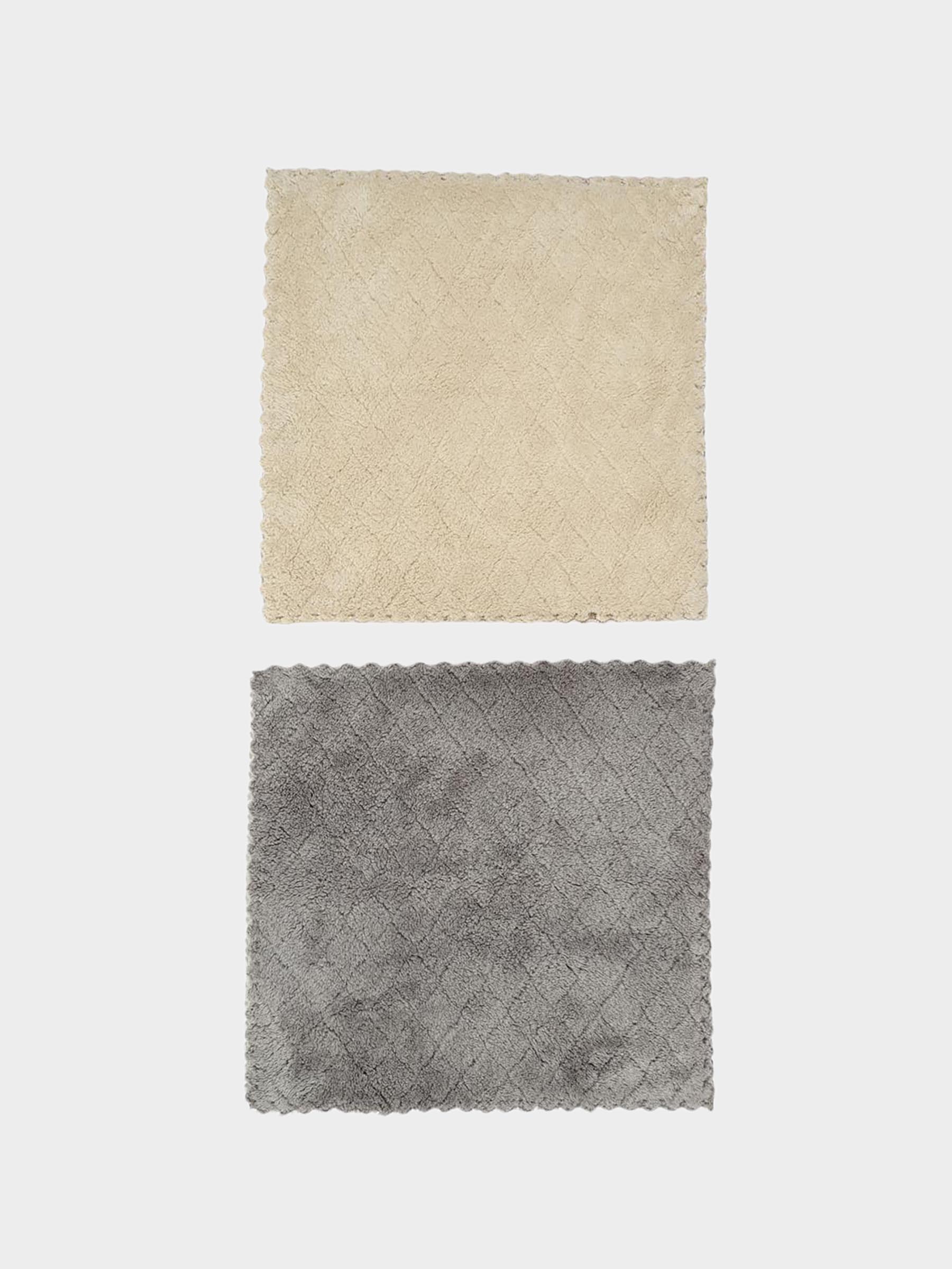 Ас үйге арналған шүберек, 30х30 см, 2 дана, микрофибра, сарғылт/сұр, Өрнектері бар түк, Clean, image-1