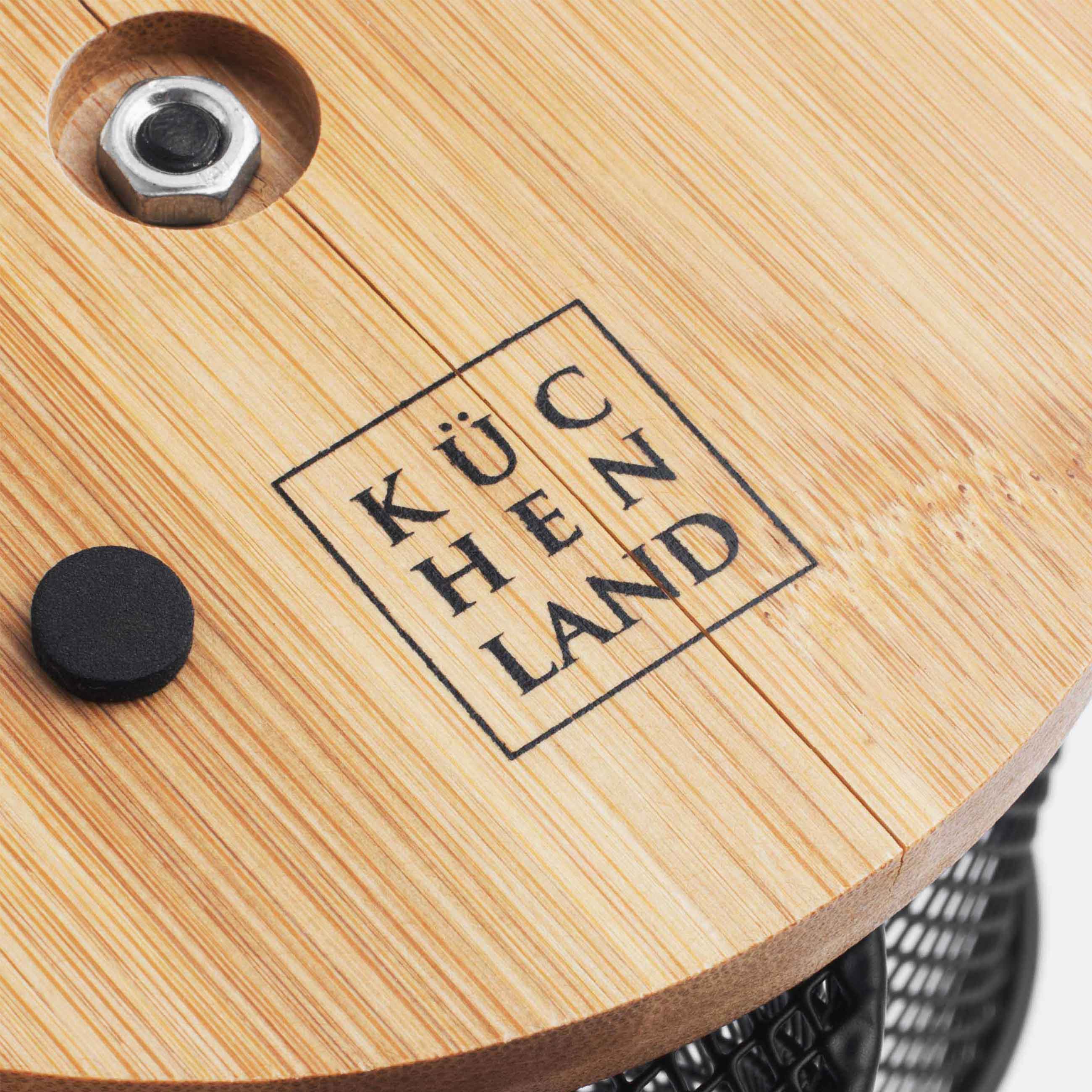 Ас үйге арналған стенд, 15 см, 3 бөлік, тұтқасы бар, металл / бамбук, Қара, X-Loft, image-5