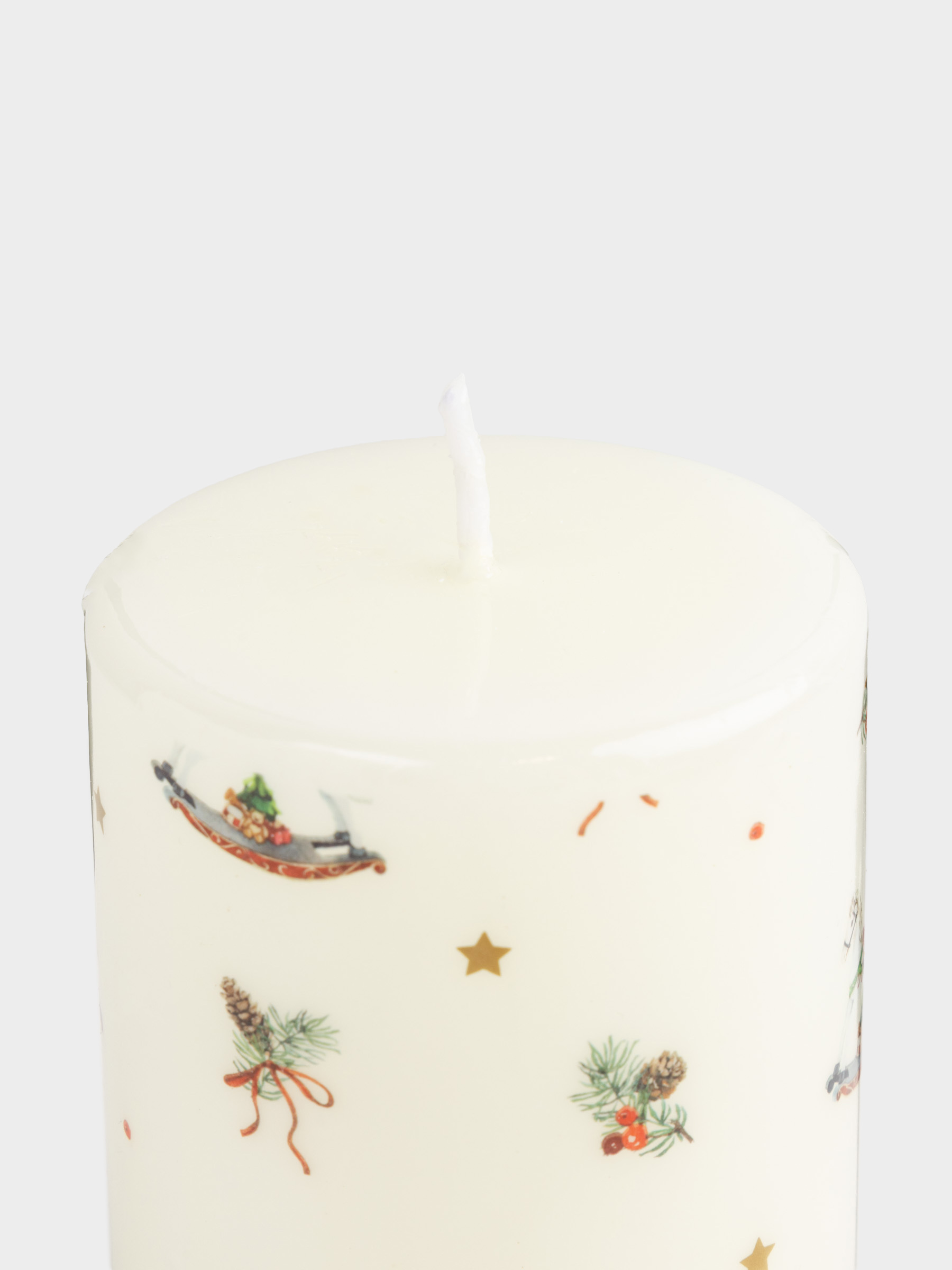 Шам, 7х9 см, цилиндрлік, сүт түстес, Жаңа жылдық атрибуттар, Print candle, image-2