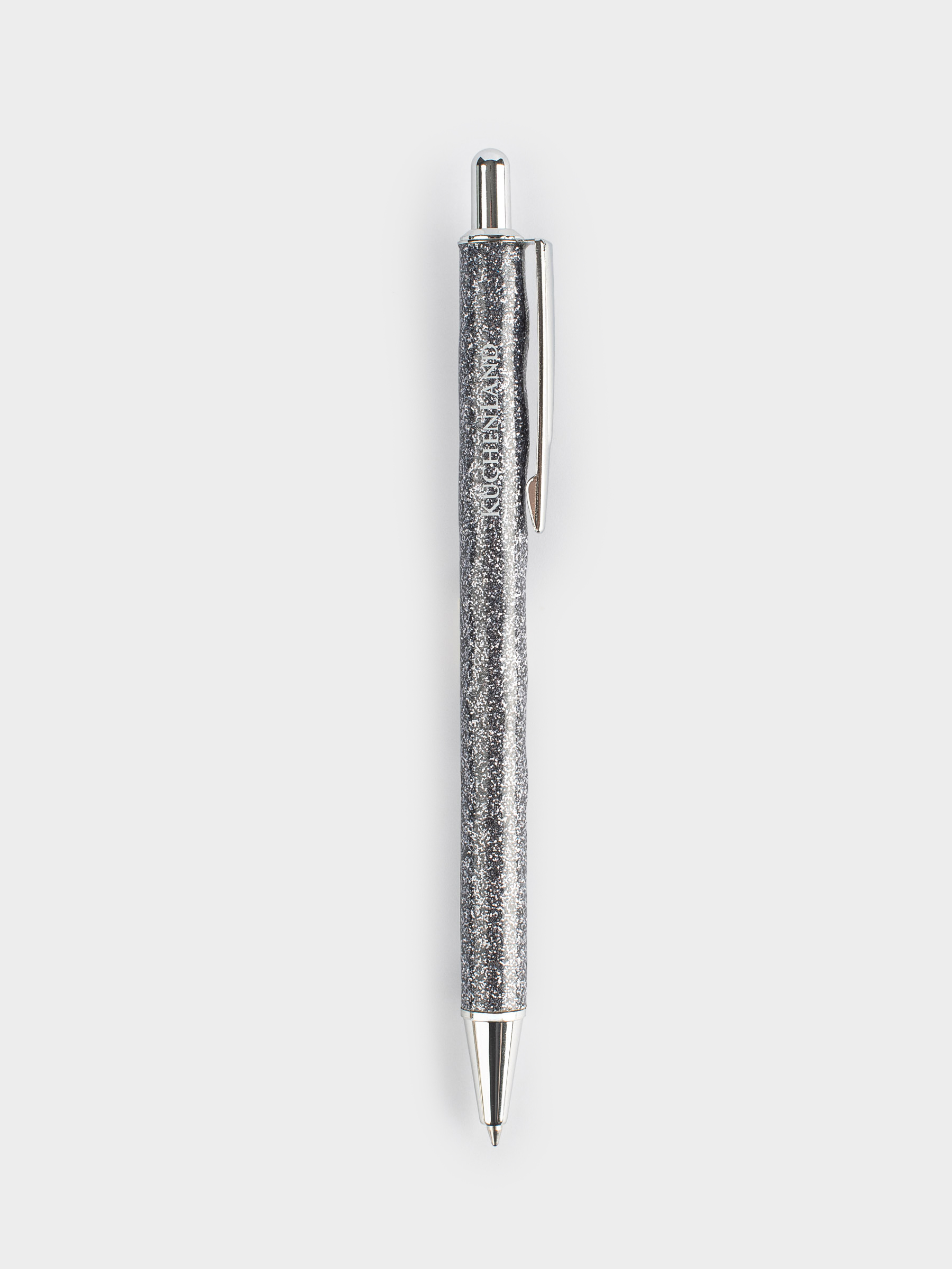 Ручка шариковая, 14 см, сталь, серебристая, с блестками, Draw sparkle, image-0