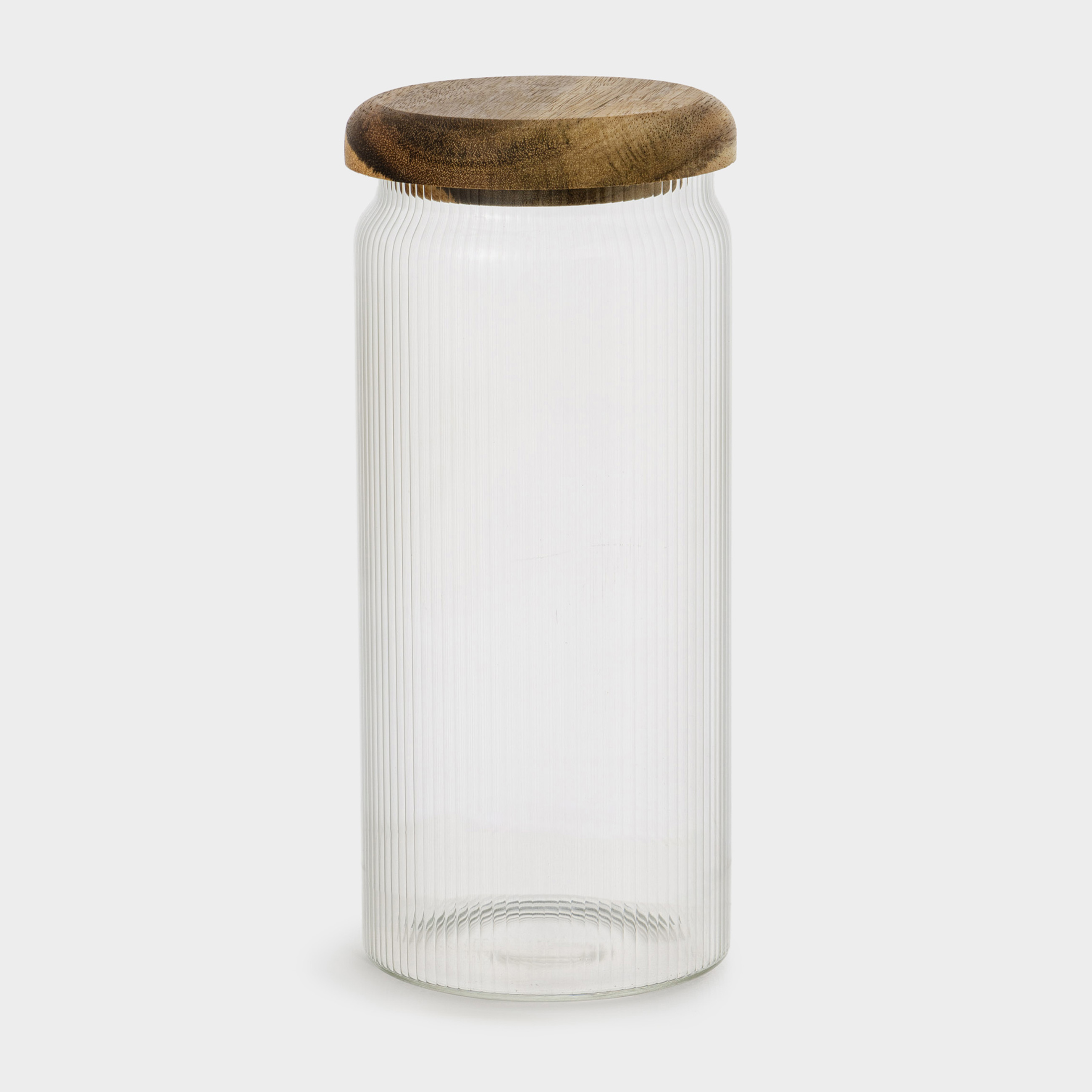 Сусымалы өнімдерге арналған құты, 1 л, шыны Р/ағаш, Ribby wood, image-0