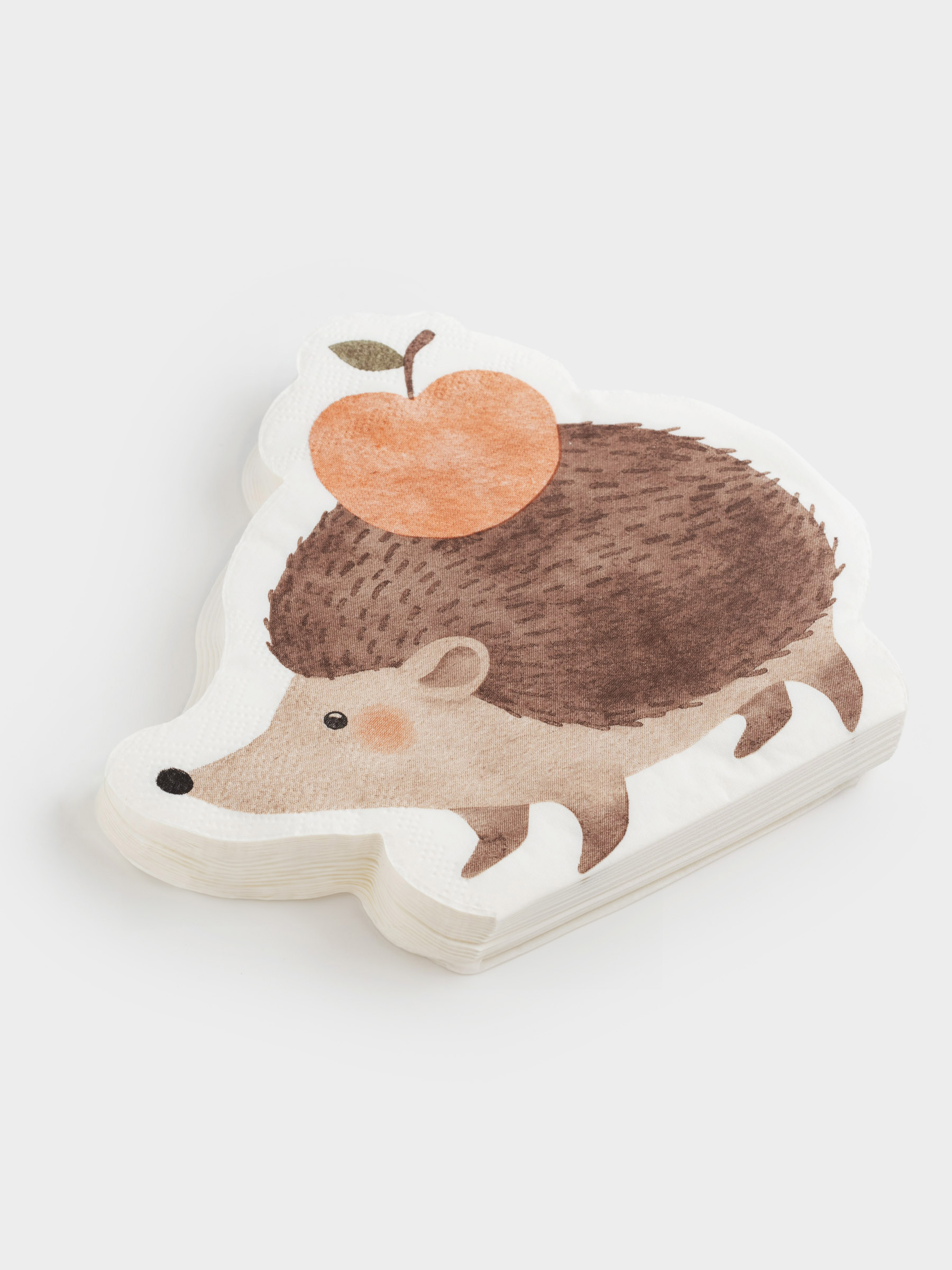 Қағаз майлықтар, 28х32 см, 20 дана, бұйра, қоңыр, Кірпі, Forest animals, image-1