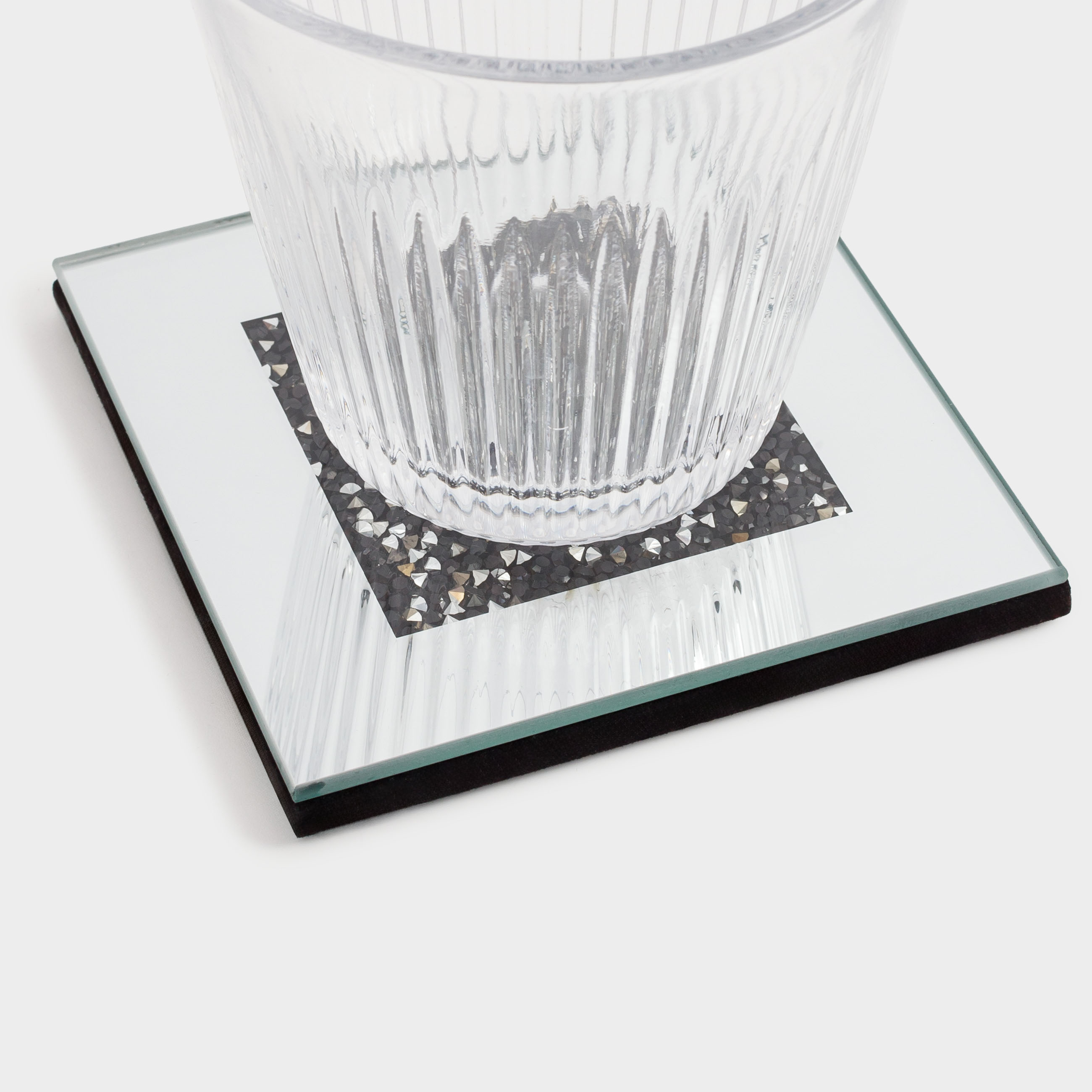 Саптыаяқ тұғыры, 10 см, шыны, шаршы, айна, Қара кристалдар, Glossy crystal, image-5