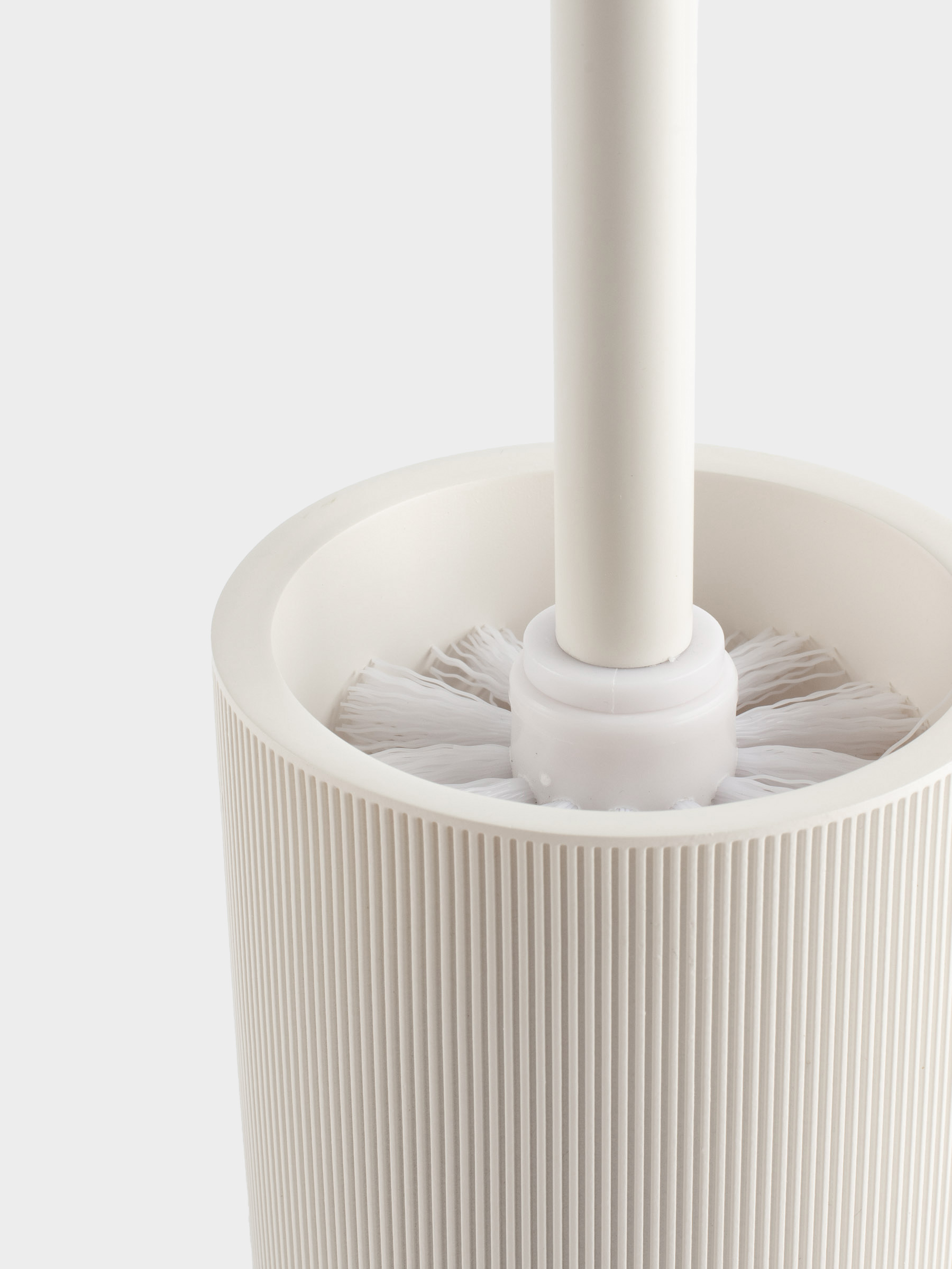 Дәретхана щеткасы, 46 см, тұғыры бар, пластик/полирезин, сүт түстес, White stripes, image-2