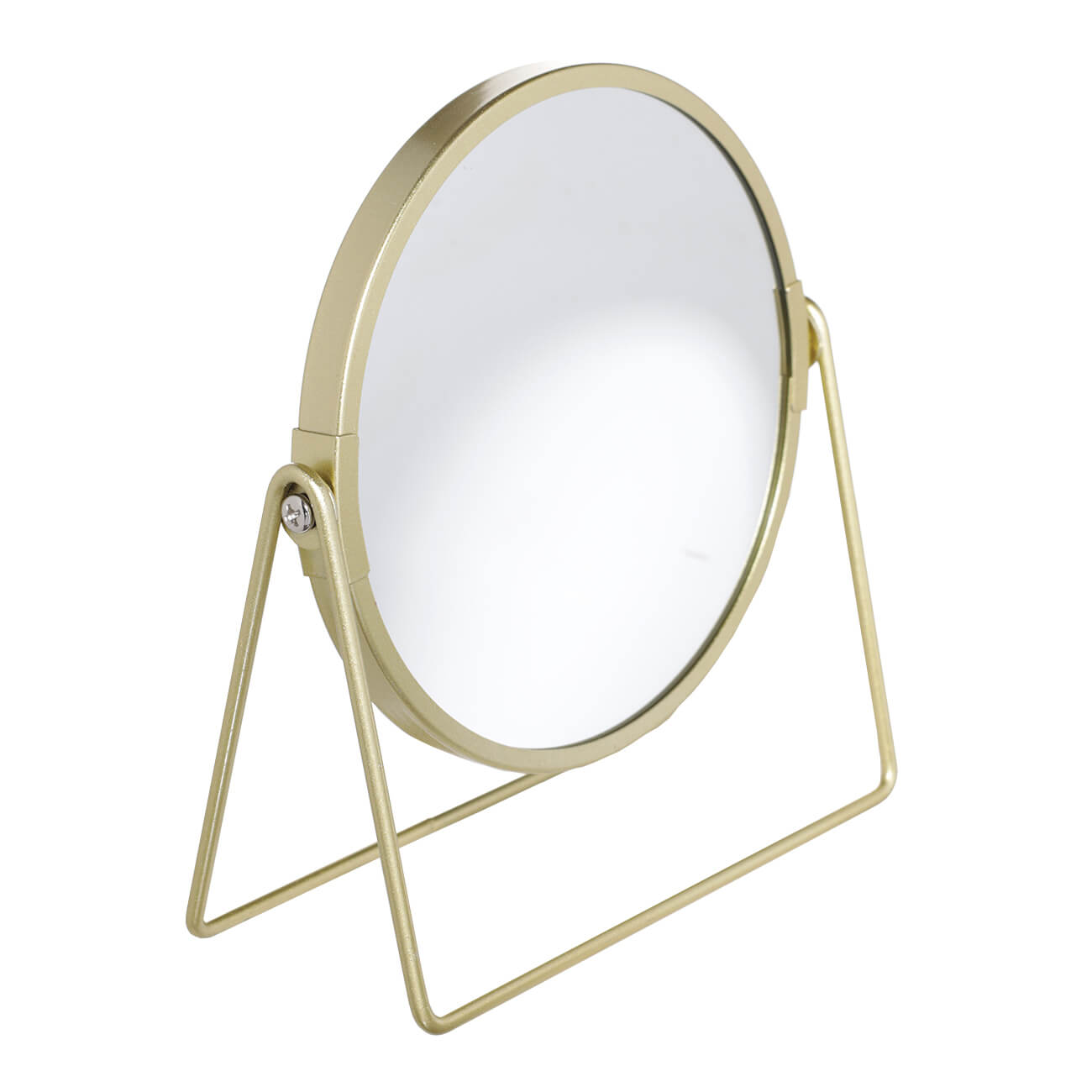 Зеркало настольное, 18 см, двустороннее, металл, круглое, золотистое, Freya изображение № 1