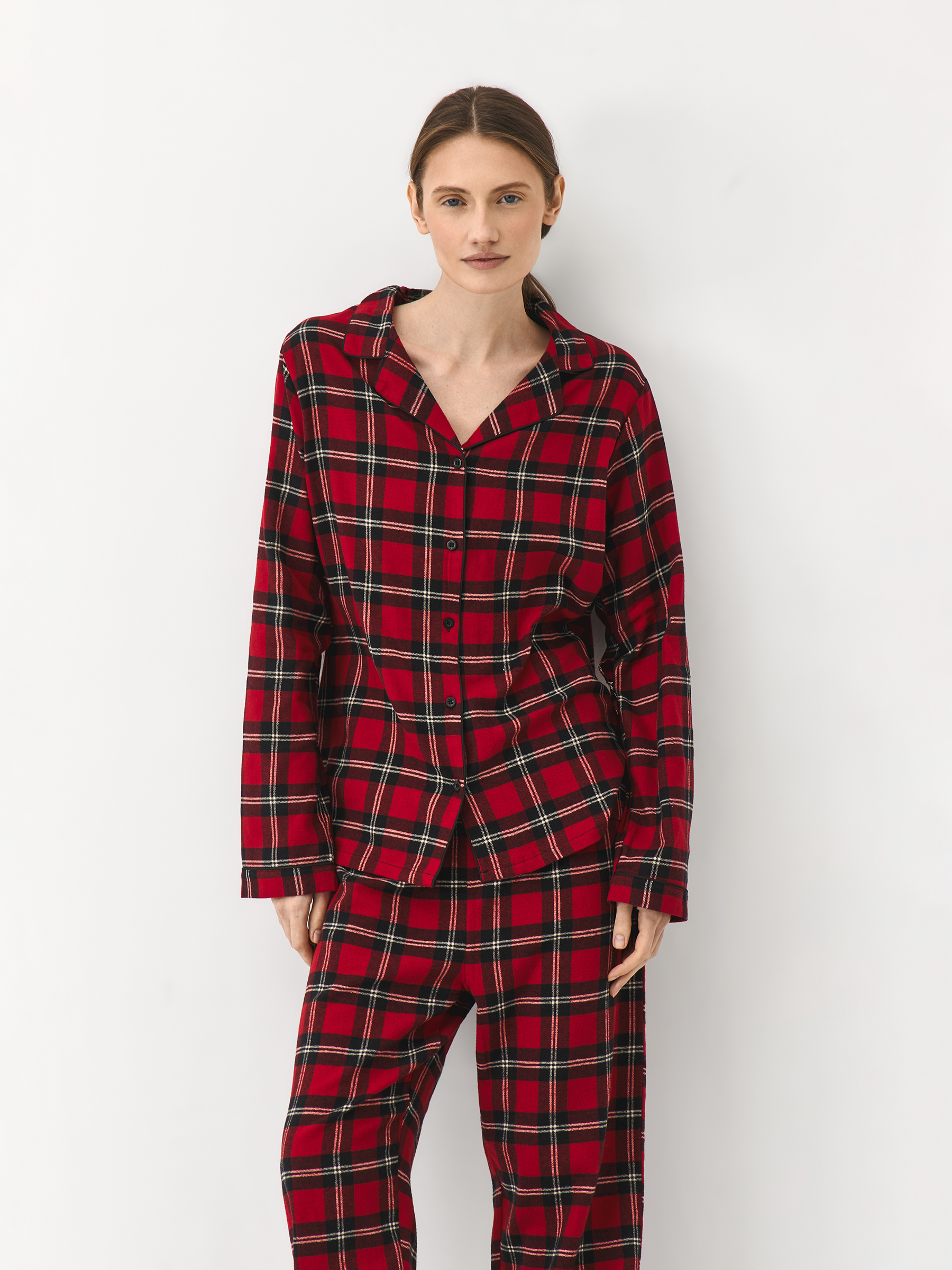 Пижама женская, с брюками, хлопок, красная, Клетка, Patsy, image-2