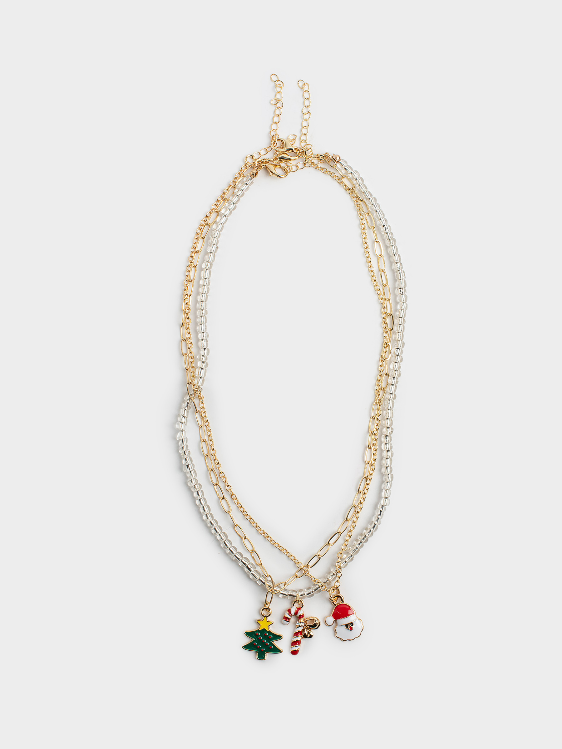 Шынжыр, 40 см, 3 дана, балаларға арналған, металл/шыны, алтын/күміс, Jewelry christmas
