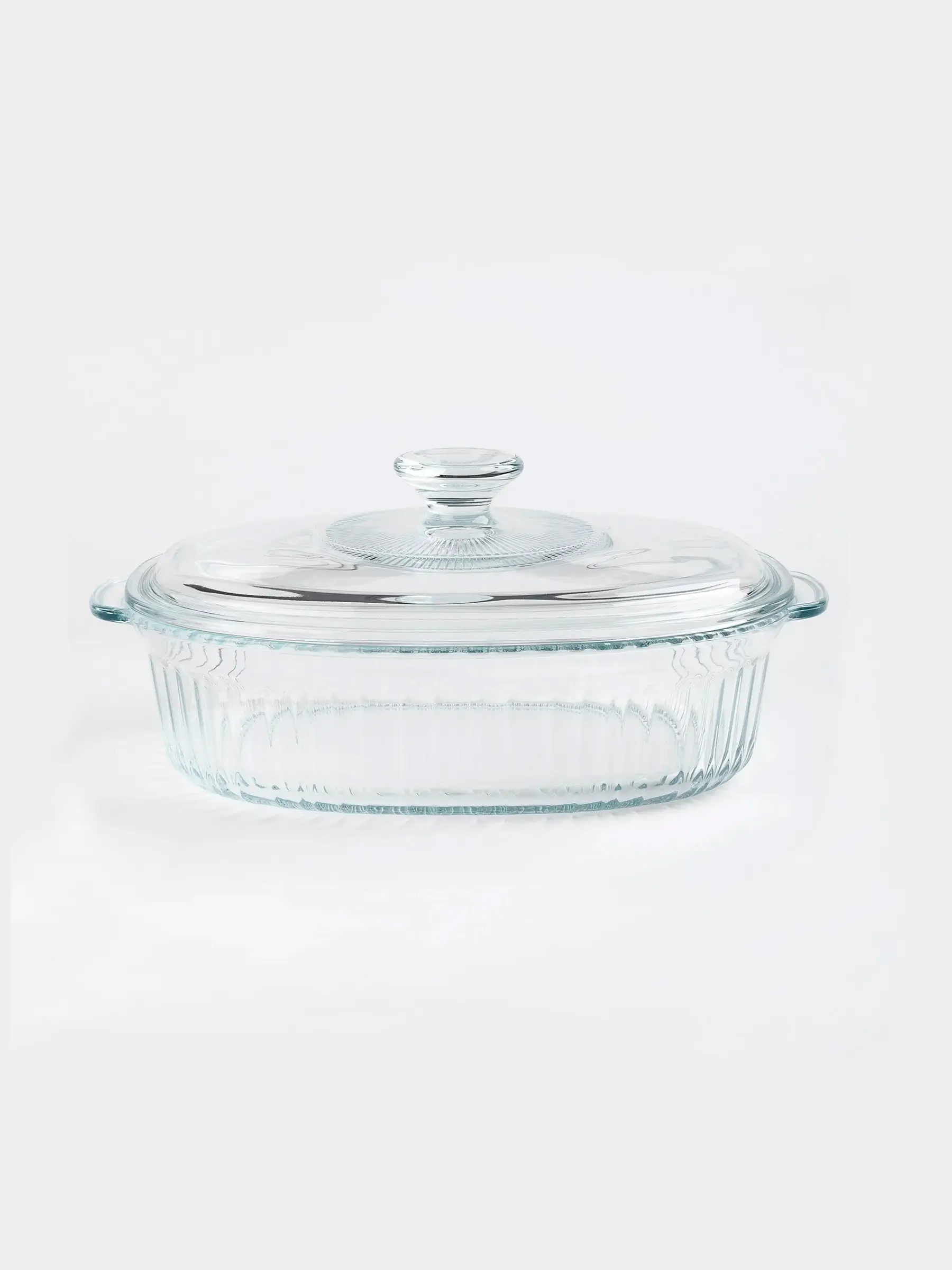 Пісірме таба, 27x19 см, 1,8 л, қақпағы бар, шыны т, сопақша, Cook ribbed