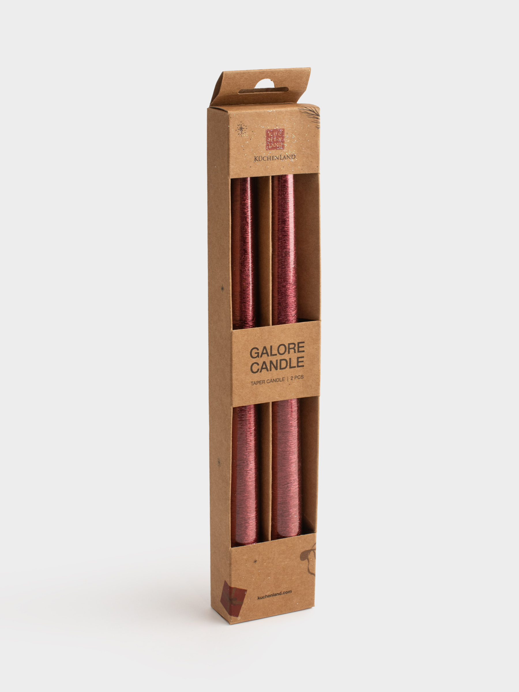 Свеча, 25 см, 2 шт, тонкая, красная, Galore candle, image-4