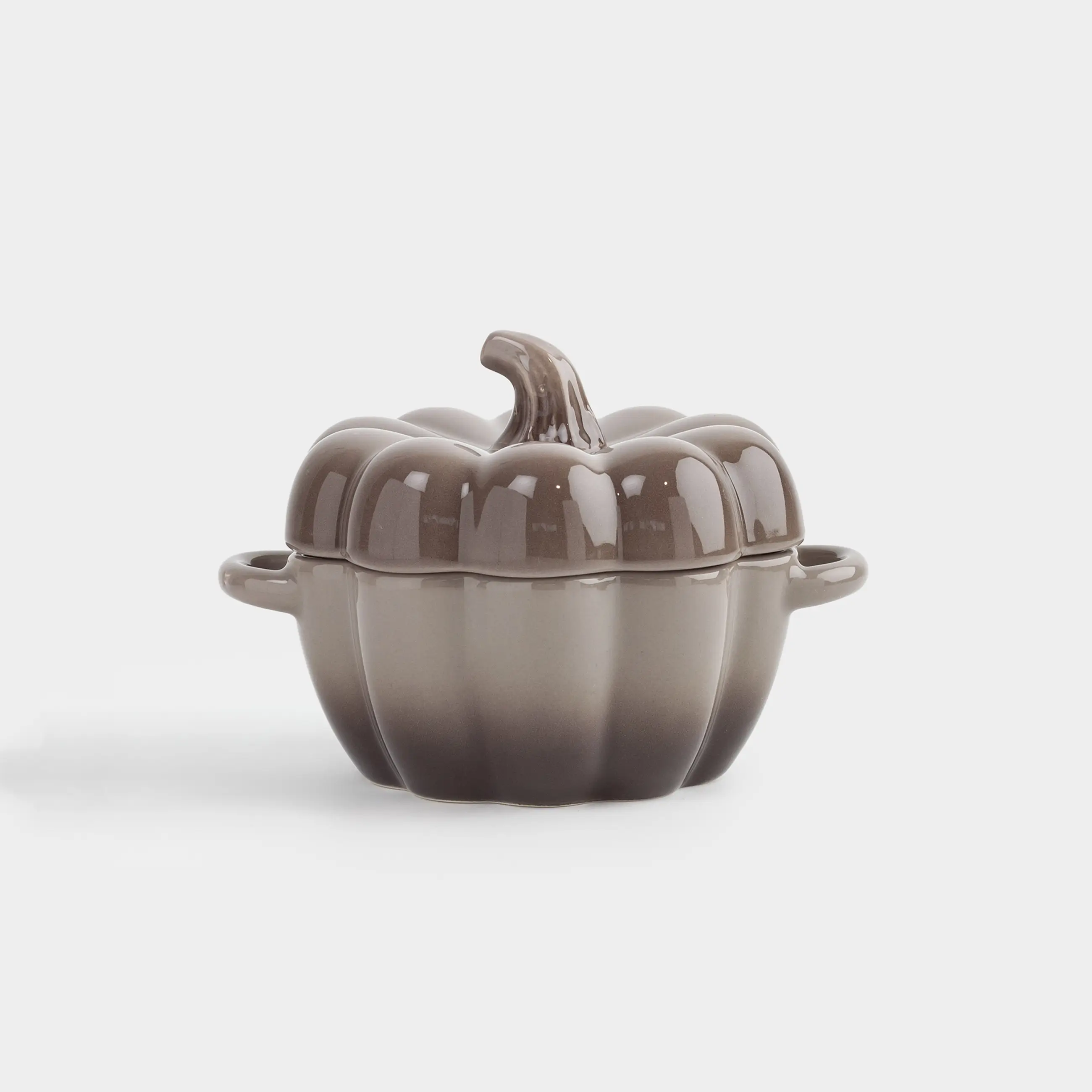 Кокотница, 11 см, 350 мл, қақпағы бар, керамика, сұр-қоңыр, Асқабақ, Pumpkin