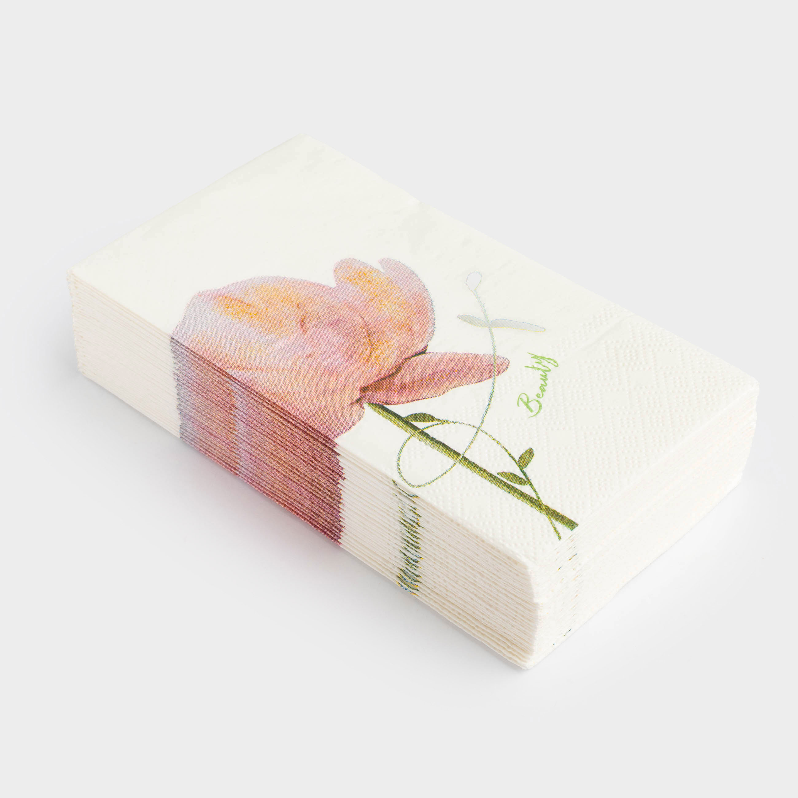 Салфетки бумажные, 33х33 см, 20 шт, прямоугольные, белые, Пион, Peony gold, image-0