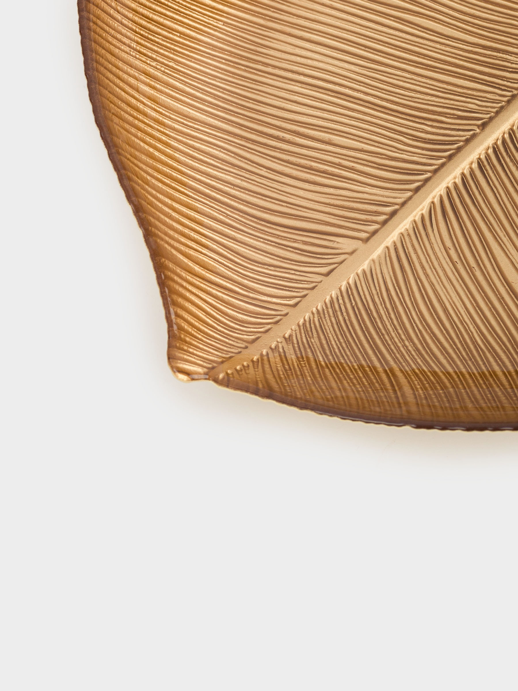 Блюдо, 21х19х3 см, стекло, золотистое, Тропический лист, Hosta, image-4
