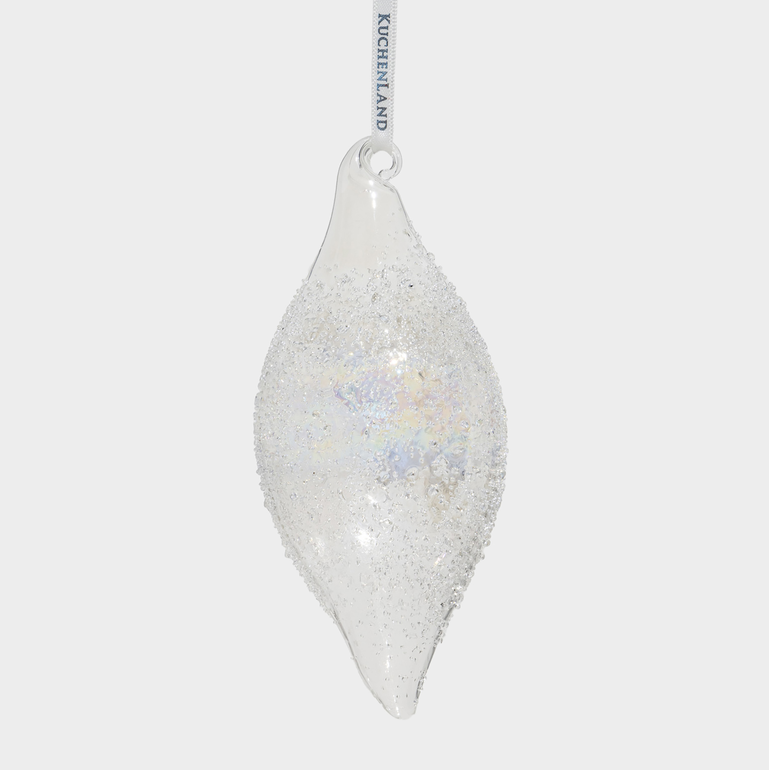 Игрушка елочная, 14 см, стекло, перламутр, Завиток с изморозью, Ball sparkle, image-0