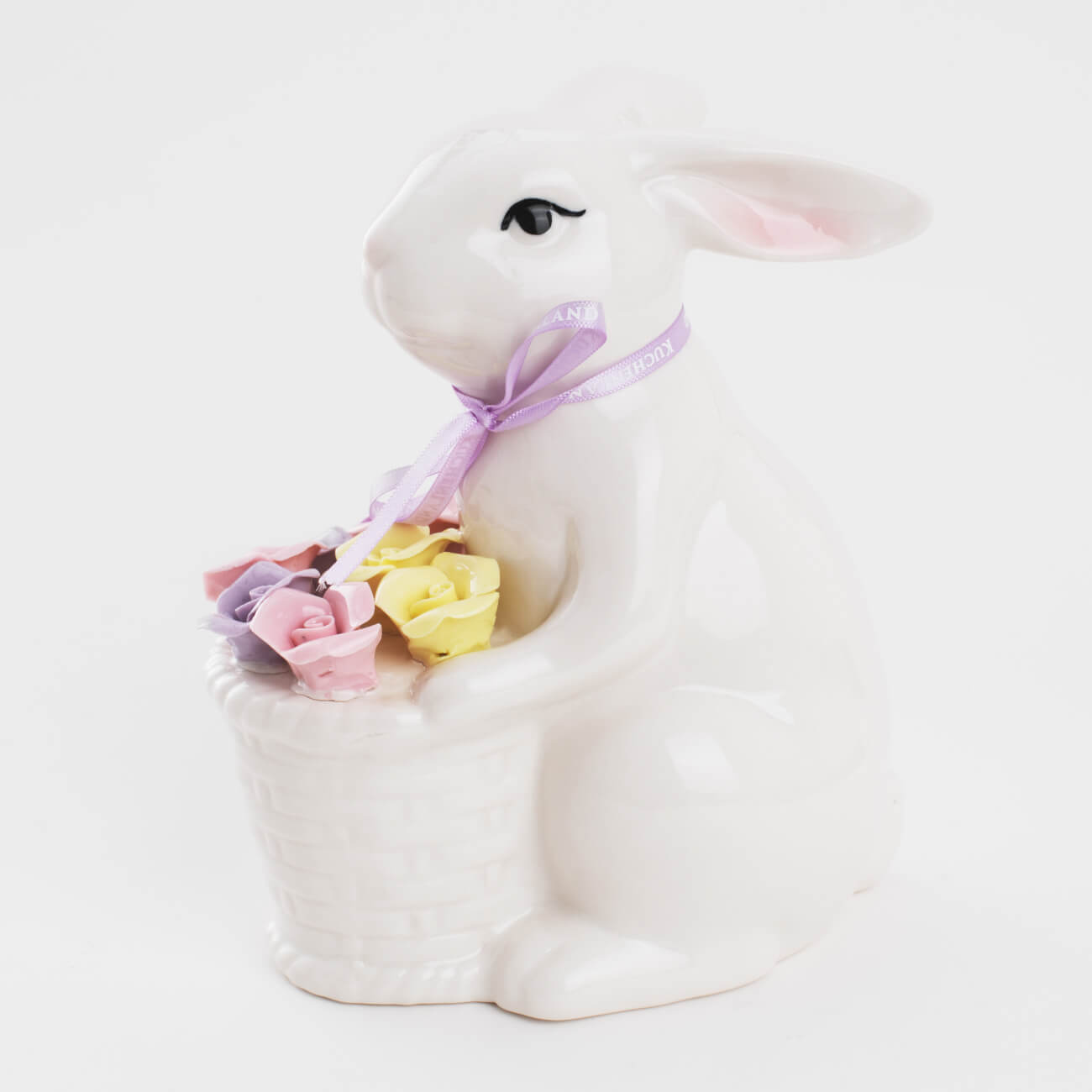 Статуэтка, 17 см, фарфор P, белая, Кролик с корзиной цветов, Pure Easter изображение № 1
