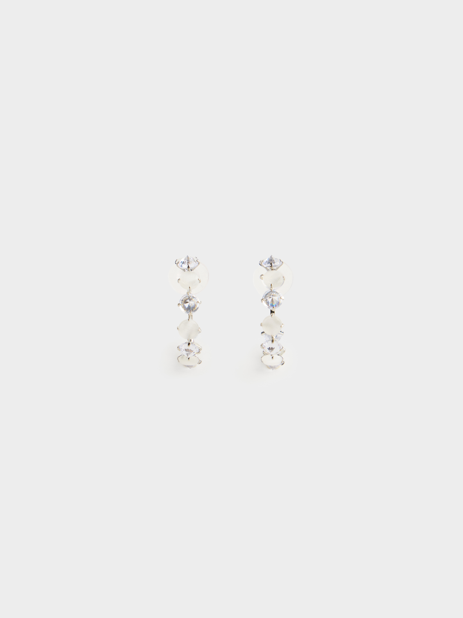 Серьги-пусеты, 3 см, 2 шт, металл/циркон/опал, серебристые, Кристаллы, Jewelry crystal, image-0