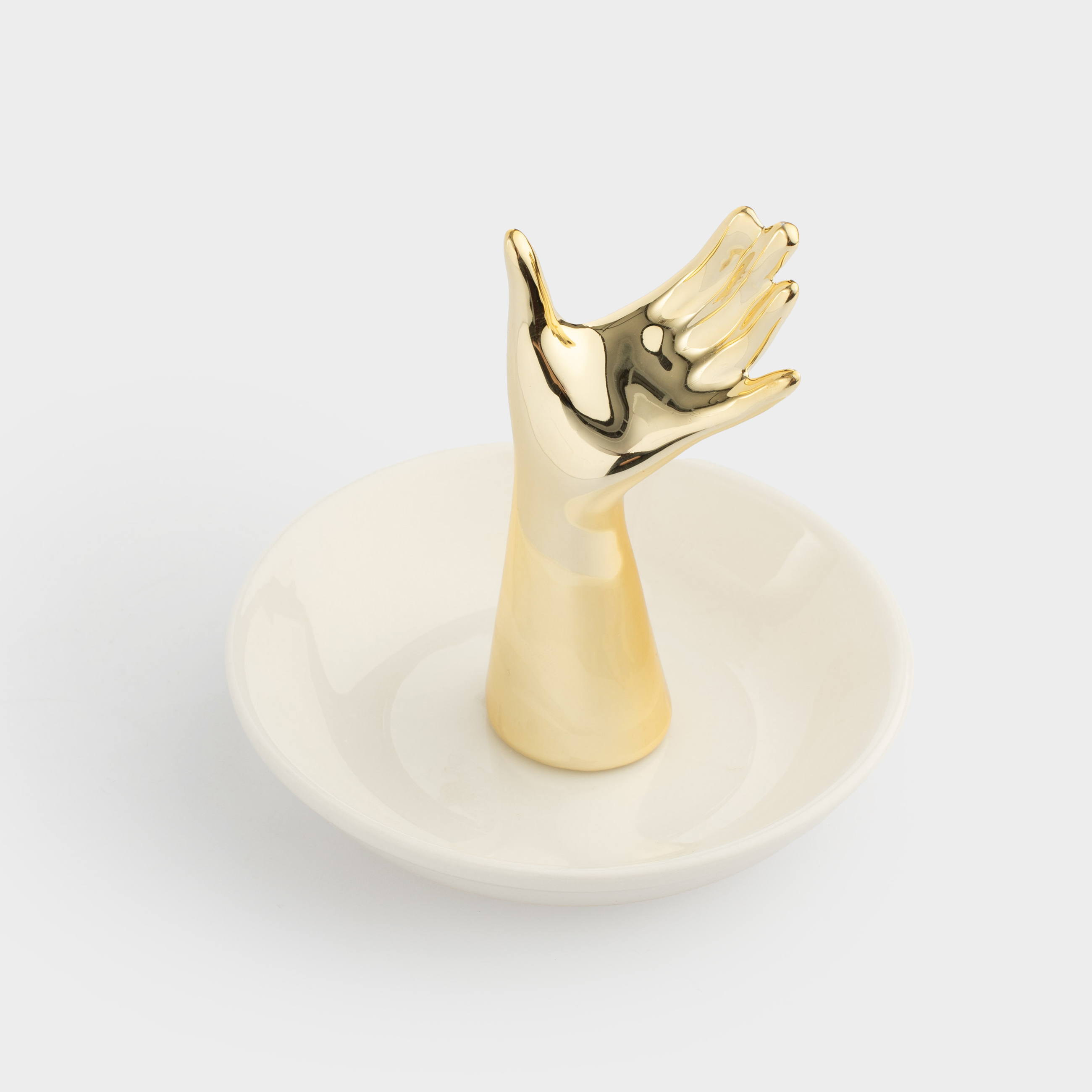 Держатель для украшений, 10 см, керамика, бело-золотистый, Рука, Hand, image-3