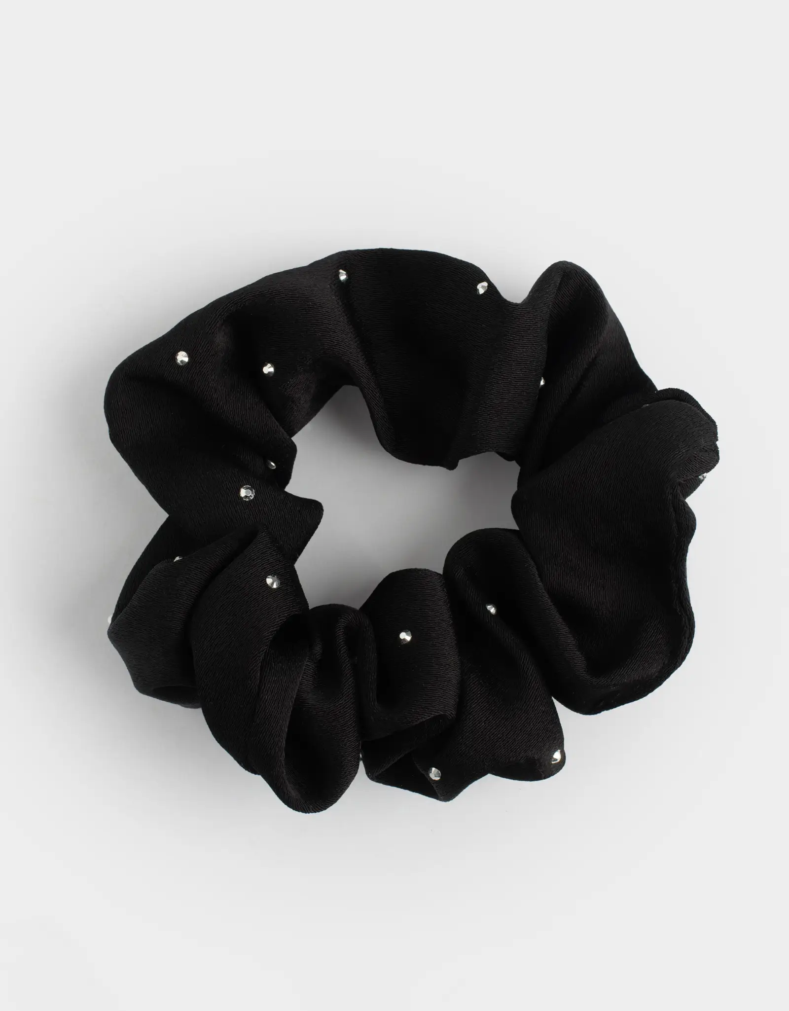 Резинка для волос, 8 см, со стразами, полиэстер, черная, Silk