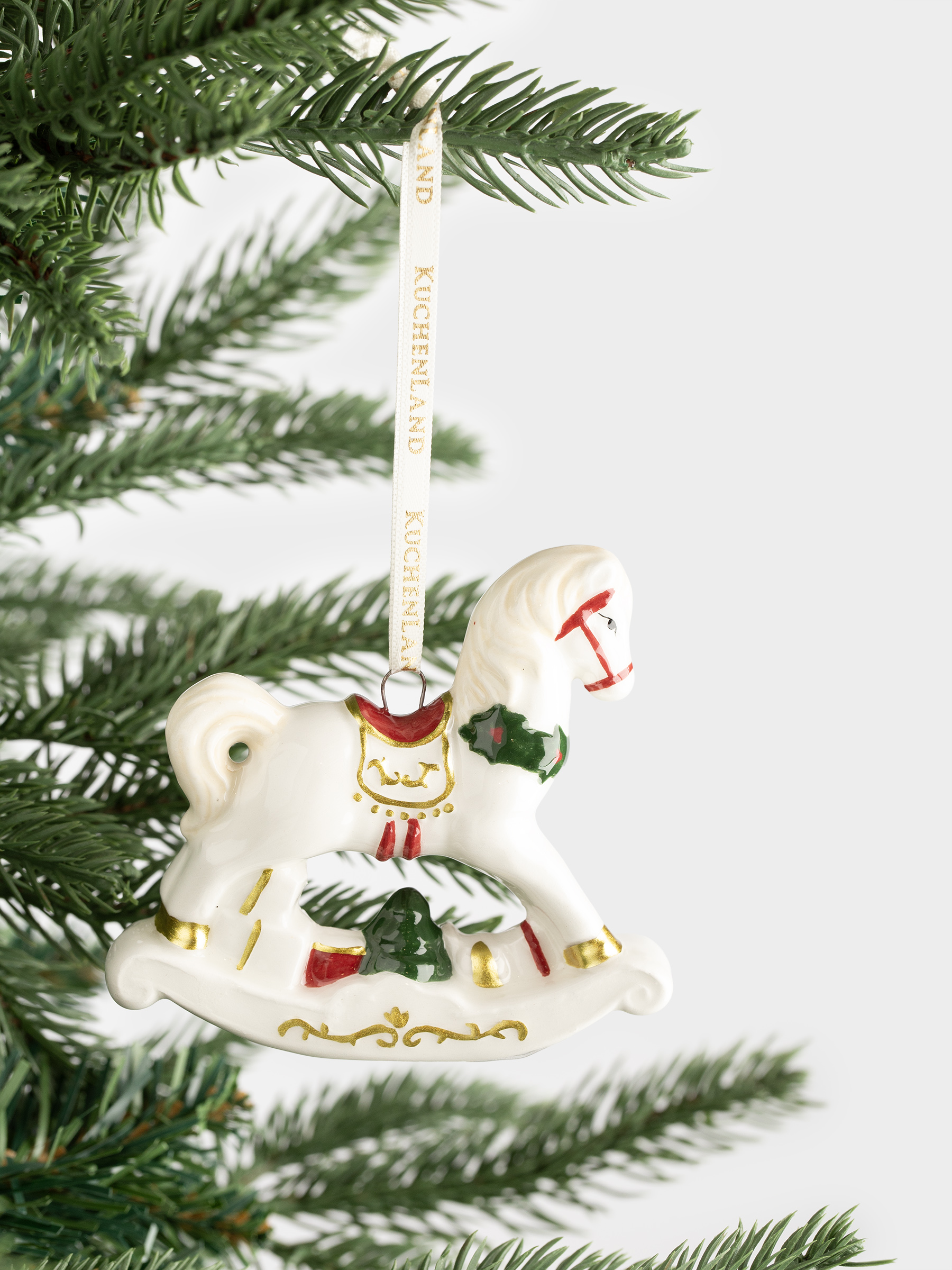 Игрушка елочная, 9 см, керамика, белая, Лошадка-качалка, Figure christmas, image-2