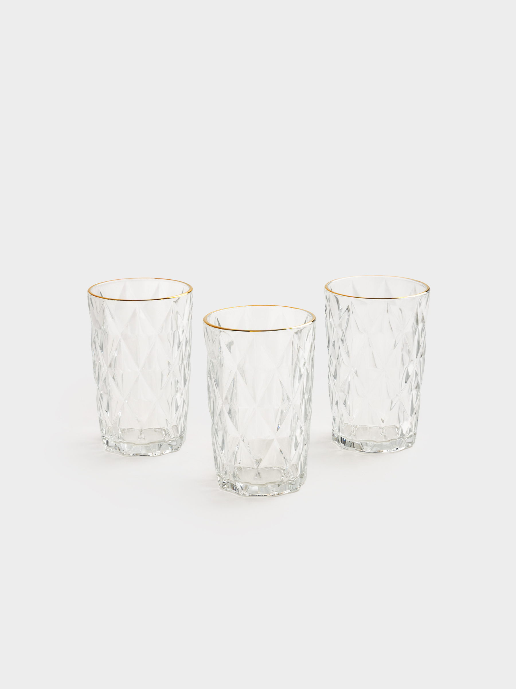 Стақан, 13 см, 340 мл, 6 дана, шыны Р, алтын жиегі бар, Rhomb gold, image-1