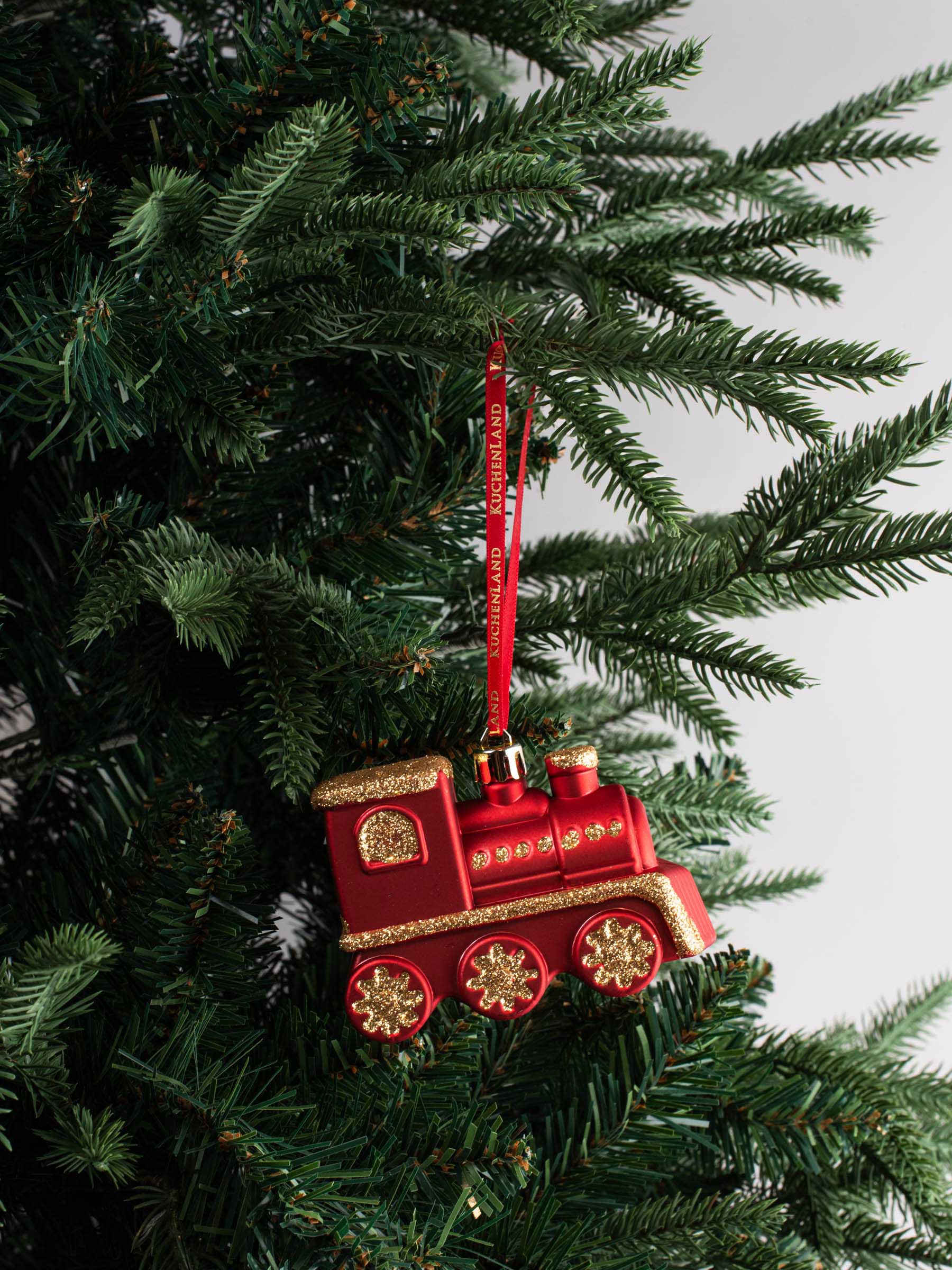 Шырша ойыншығы, 10х5 см, пластик, жылтырақтары бар, түсті, Паровоз, Figure christmas, image-4