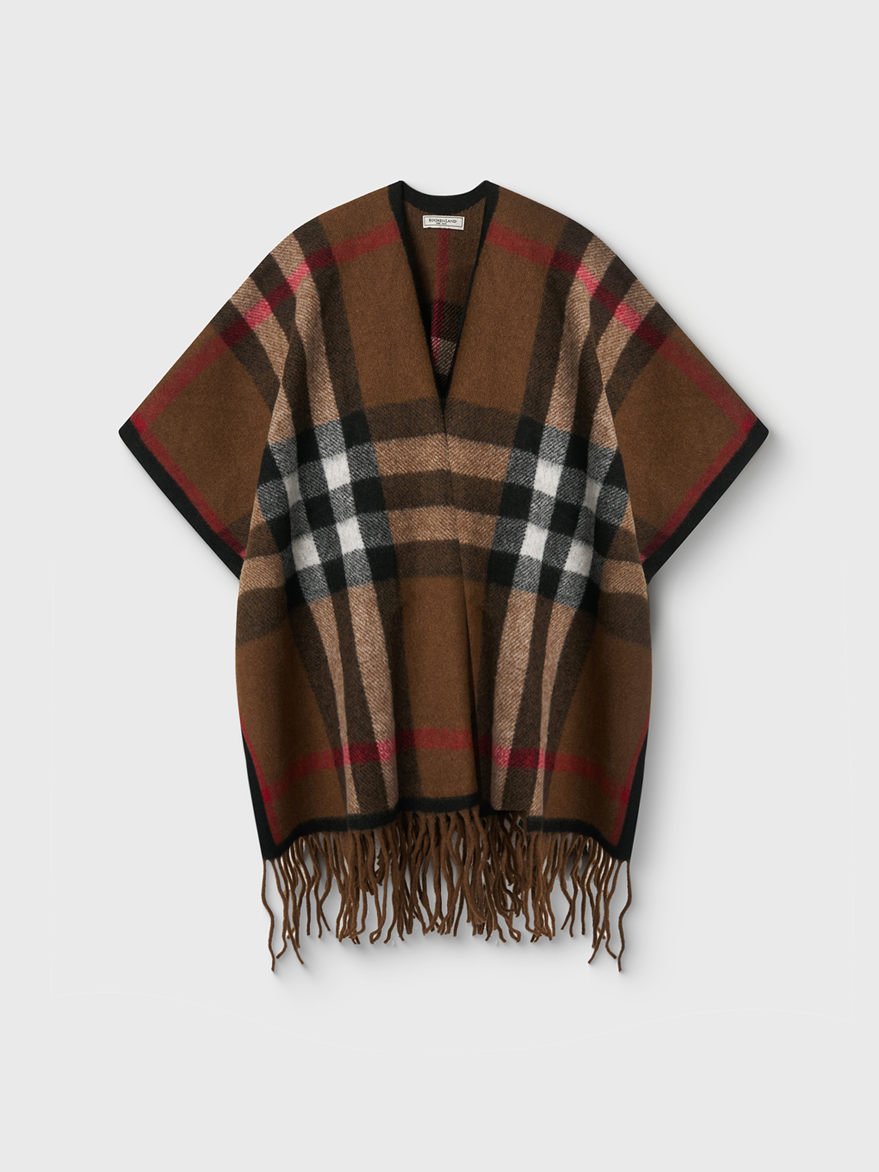 Пончо с бахромой, коричневое, Poncho, image-7
