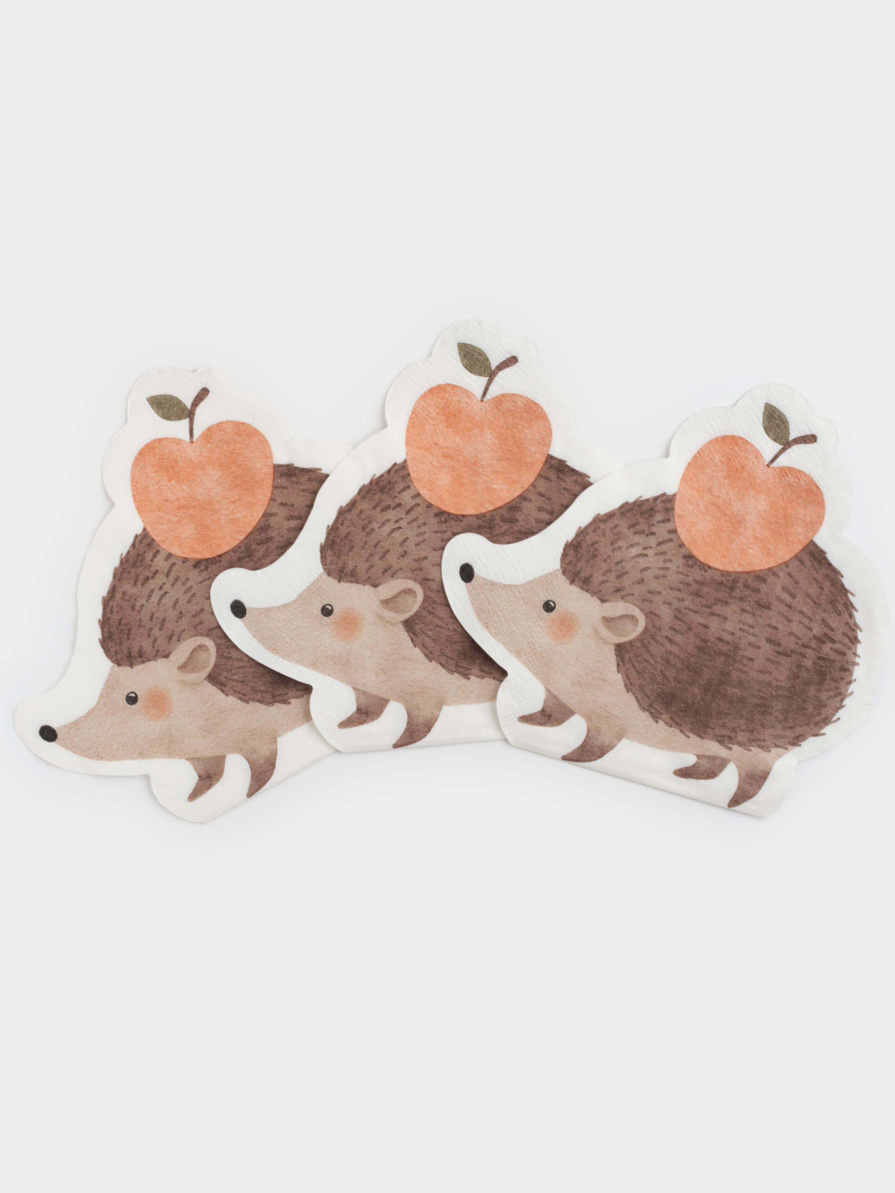 Қағаз майлықтар, 28х32 см, 20 дана, бұйра, қоңыр, Кірпі, Forest animals, image-2