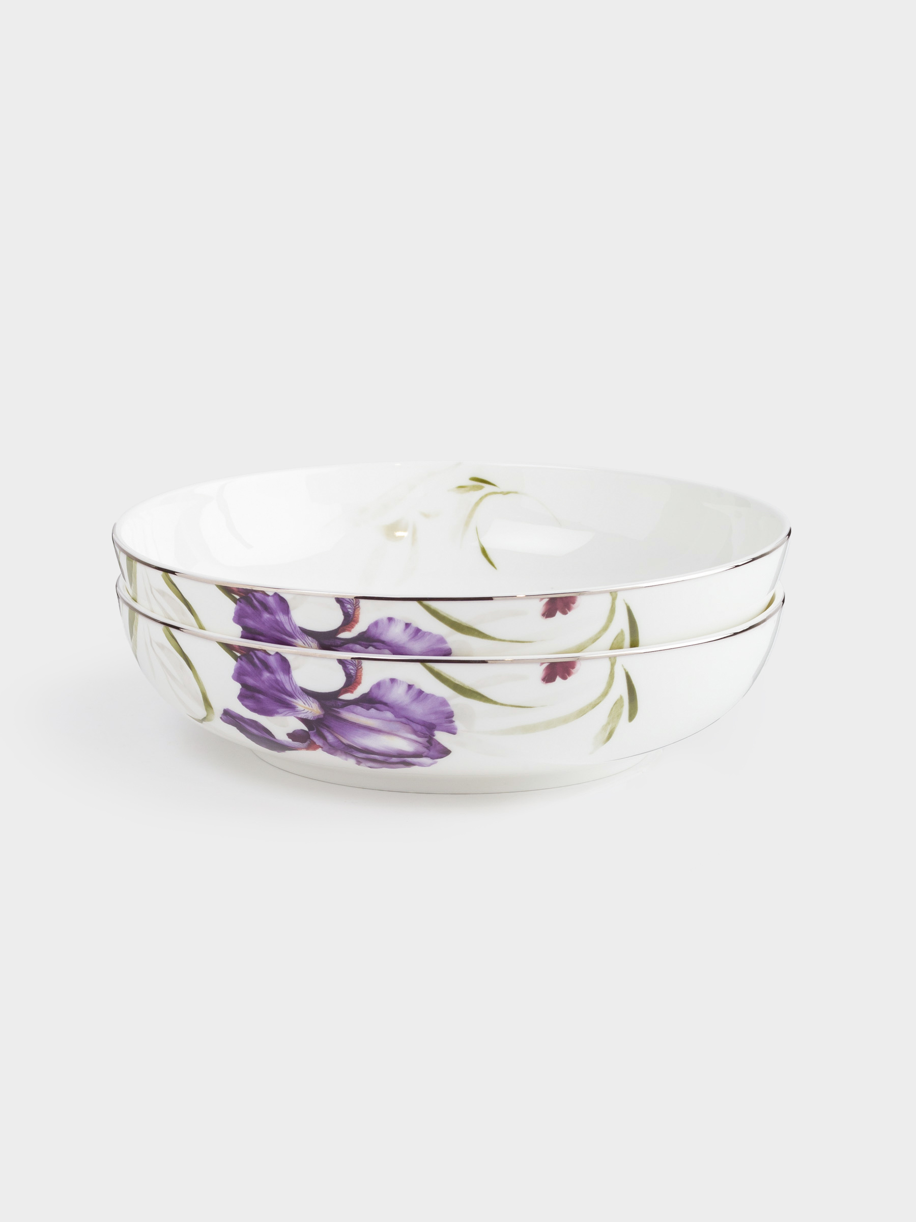Тарелка суповая, 20х5 см, 2 шт, фарфор F, с серебристым кантом, Ирис, Antarctica Flowers, image-0