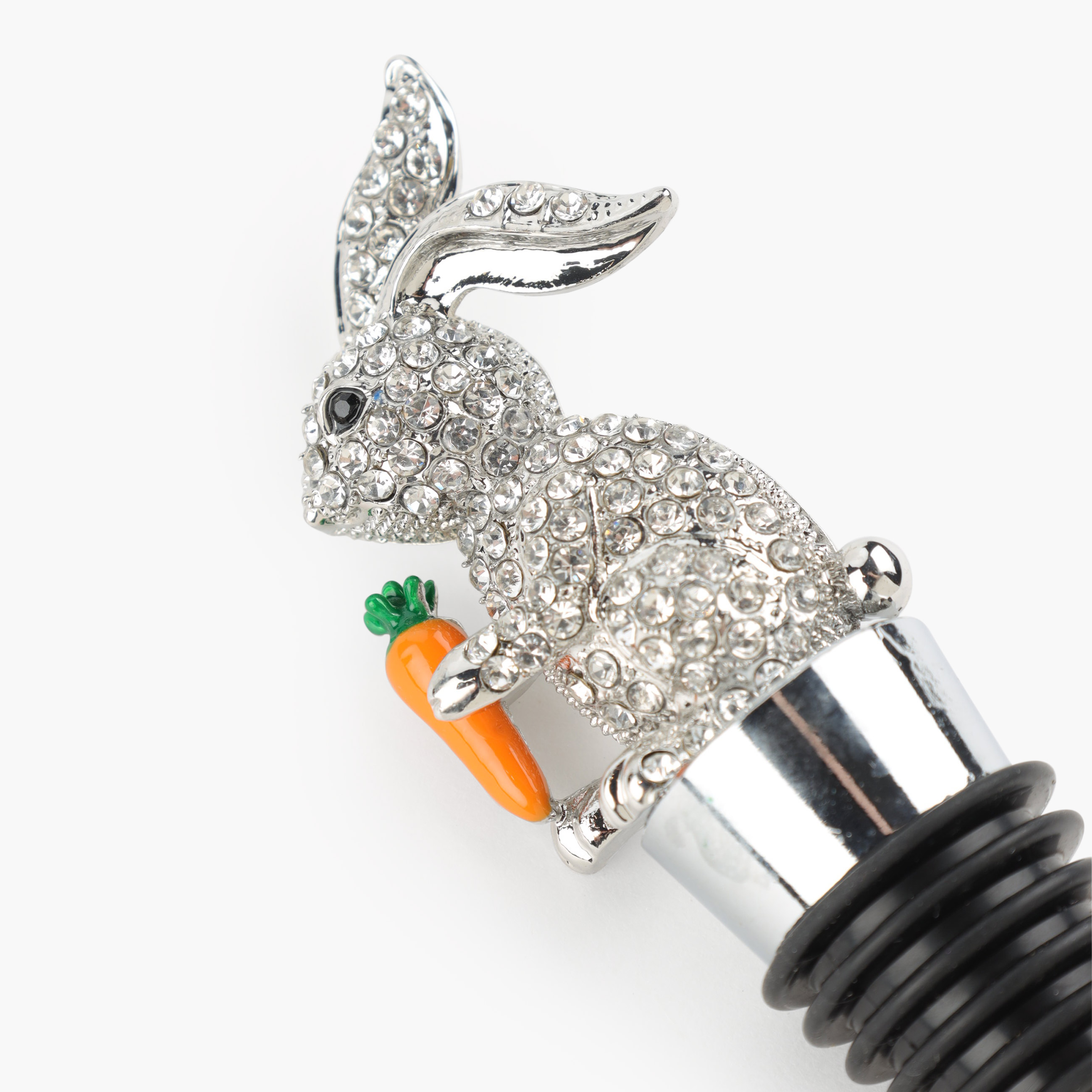 Пробка для винной бутылки, 11 см, металл/стразы, серебристая, Кролик, Rabbit, image-1