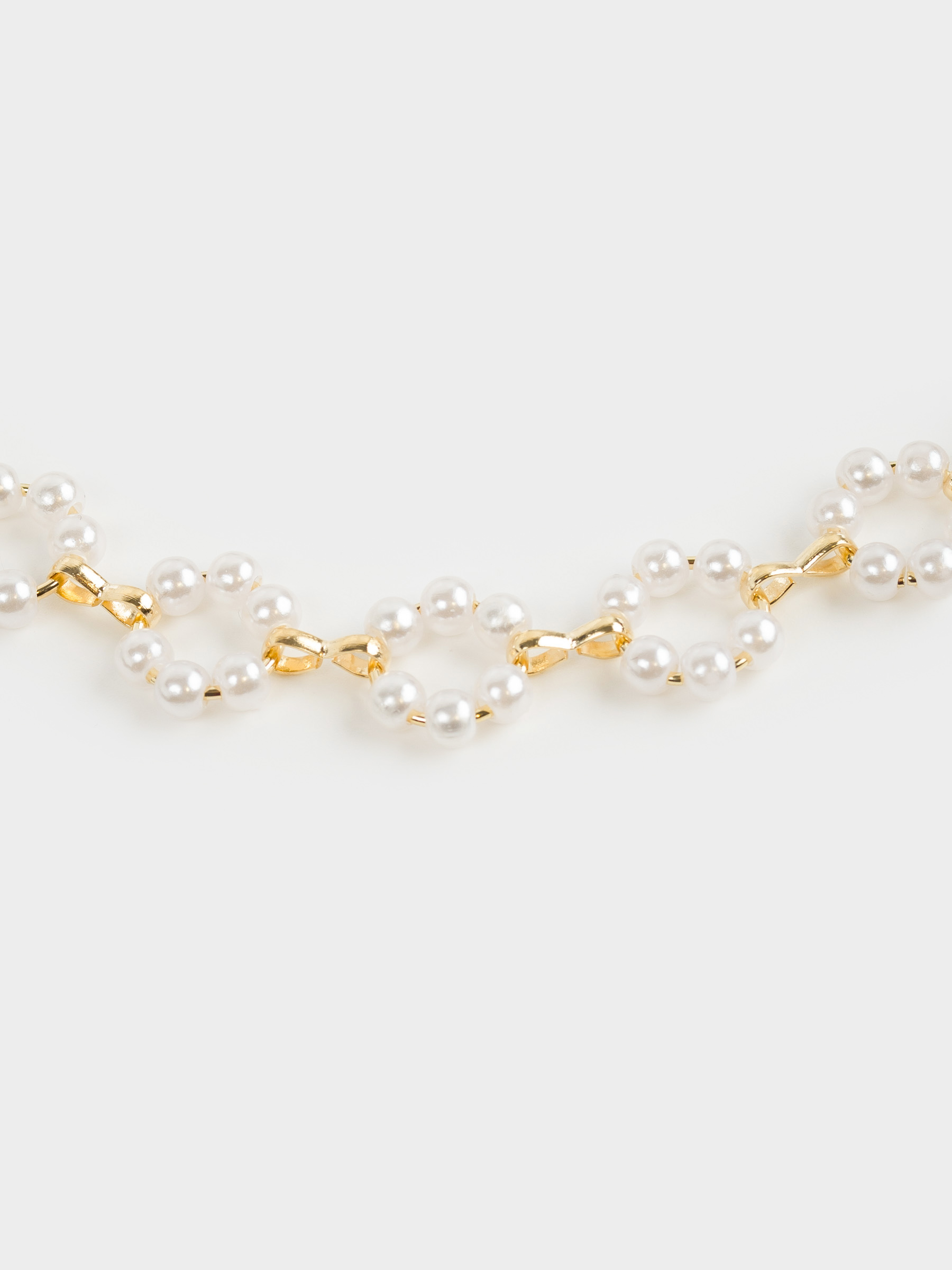 Цепочка, 45 см, пластик/металл, белая, Цветы из бусин, Pearl, image-3