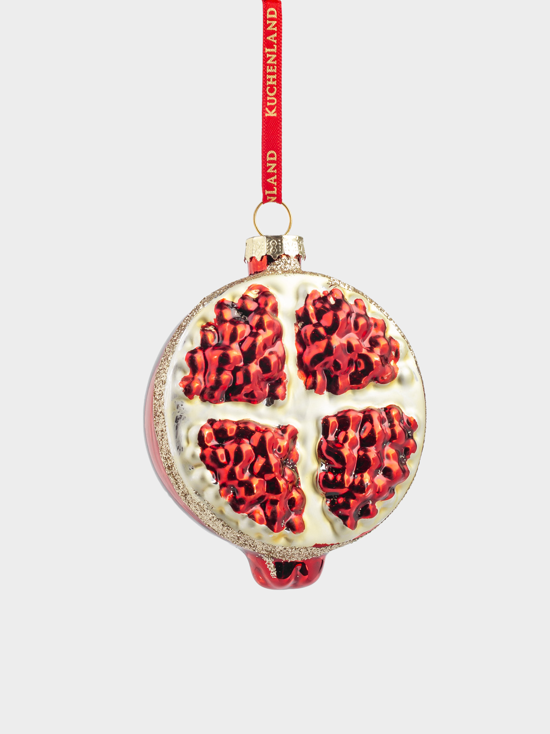 Шырша ойыншығы, 7 см, шыны, жылтырақтары бар, қызыл, Анар, Fruits, image-0