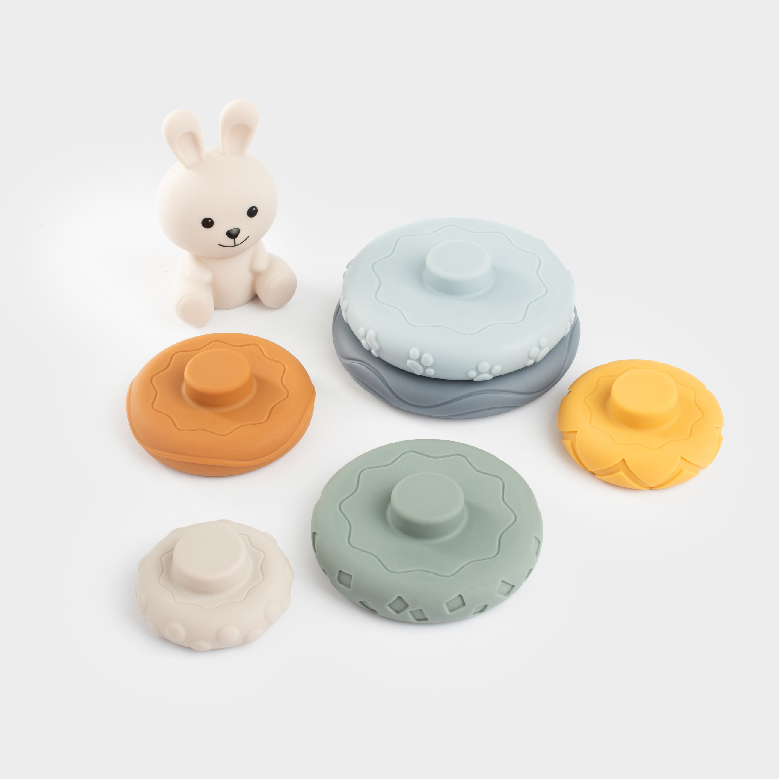 Игрушка развивающая, 19 см, 7 пр, ПВХ, цветная, Пирамидка зайка, Kiddy, image-5