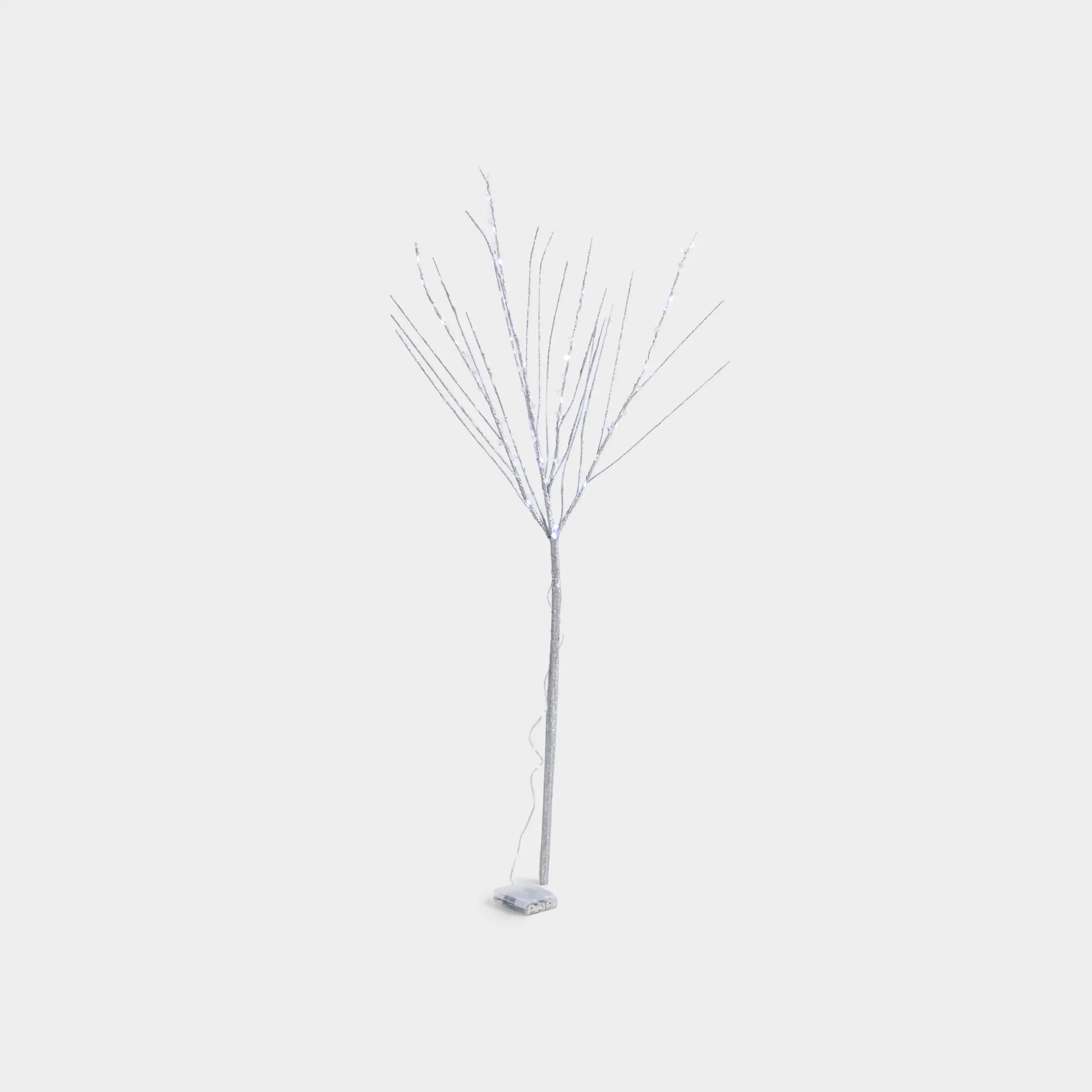 Ветка декоративная, 1 м, с подсветкой, полипропилен/металл, серебристая, Кристаллы, Crystal decor