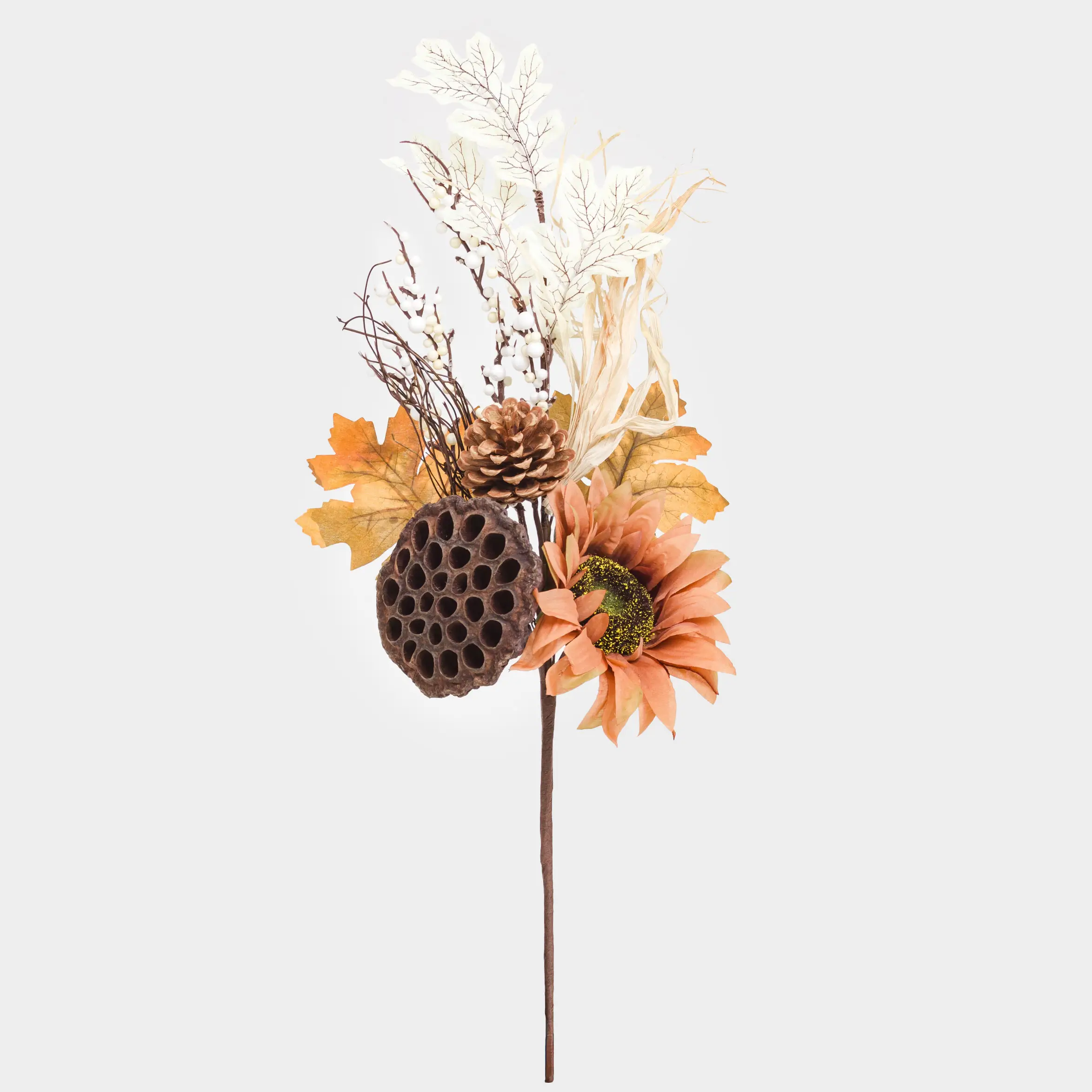 Сәндік бұтақ, 55 см, көбік/полиэстер, Күнбағыс пен лотос, Nelumbo decor