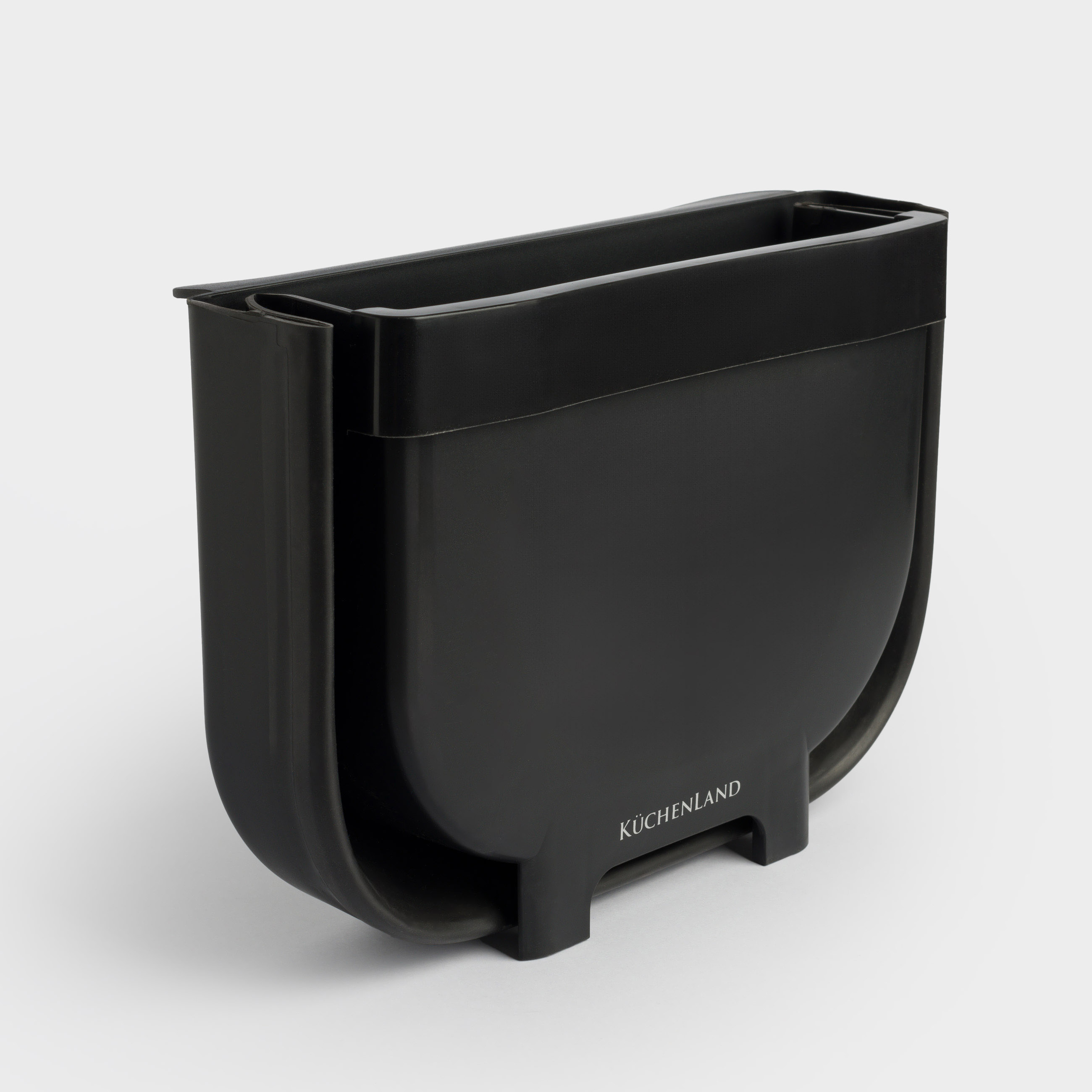 Ведро для мусора, 4 л, складное, подвесное, пластик/резина, черное, Foldaway black, image-7
