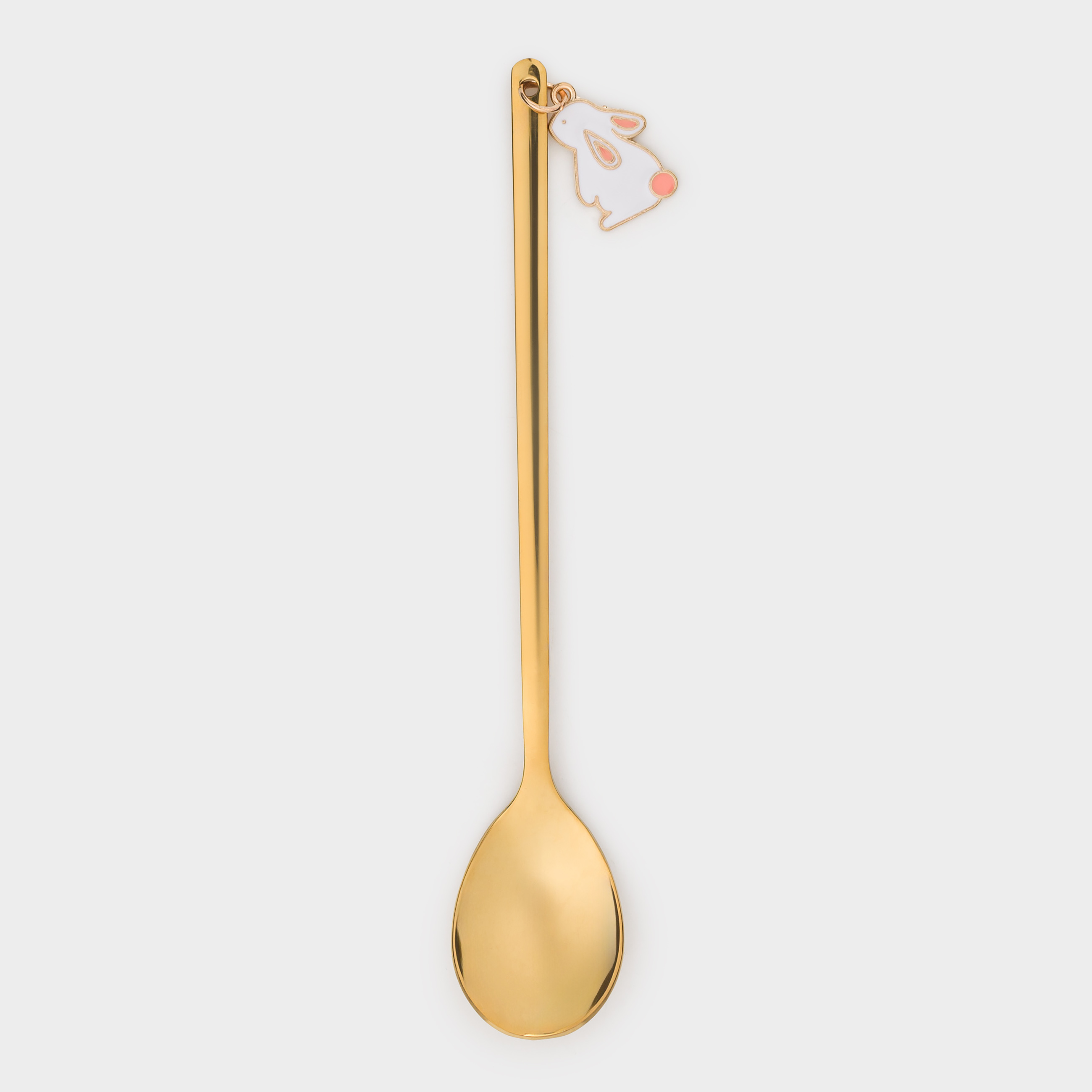 Ложка десертная, 14 см, сталь, золотистая, Белый кролик, Rabbit gold, image-1