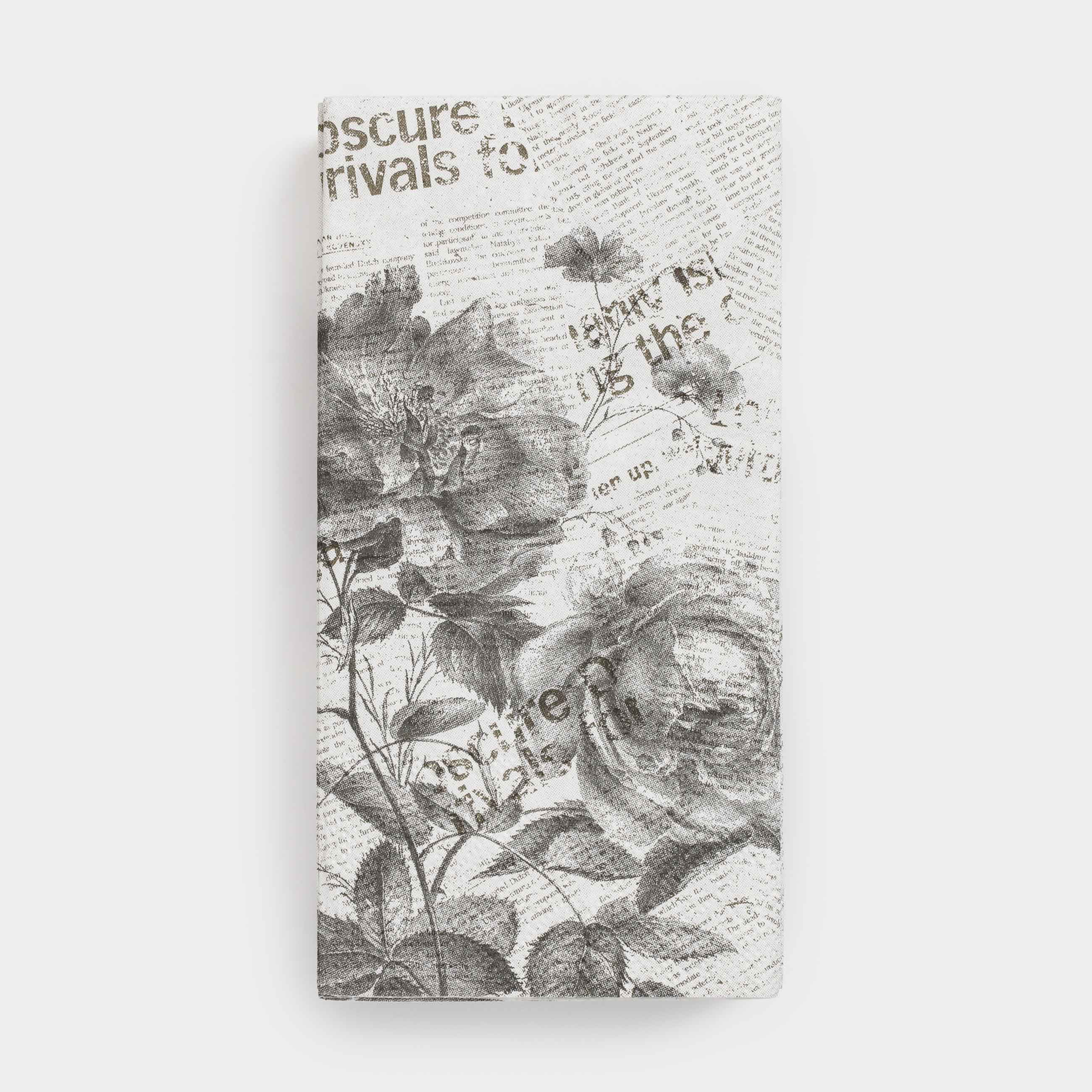 Салфетки бумажные, 33х33 см, 20 шт, прямоугольные, белые, Газета, Noir flower, image-0