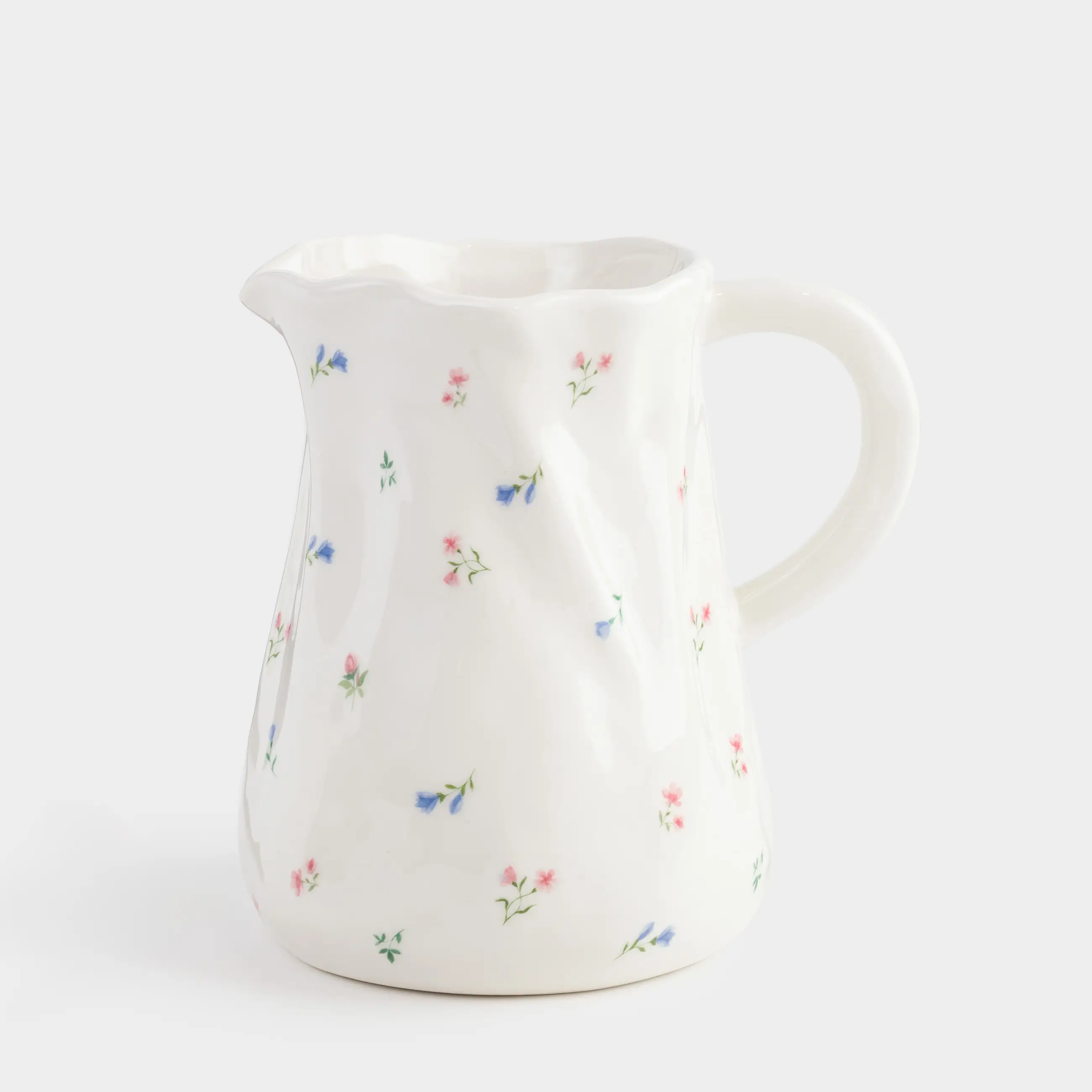 Кувшин, 1,6 л, керамика, молочный, Цветы, El flora, image-0