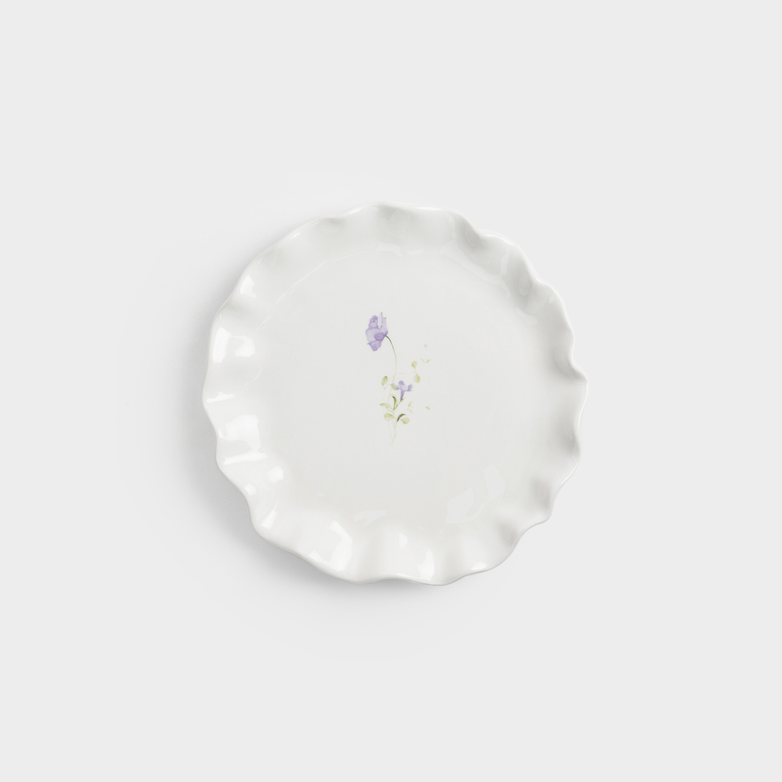 Тіскебасар тәрелкесі, 19 см, керамика, ақ, Дала гүлі, Crumple flower