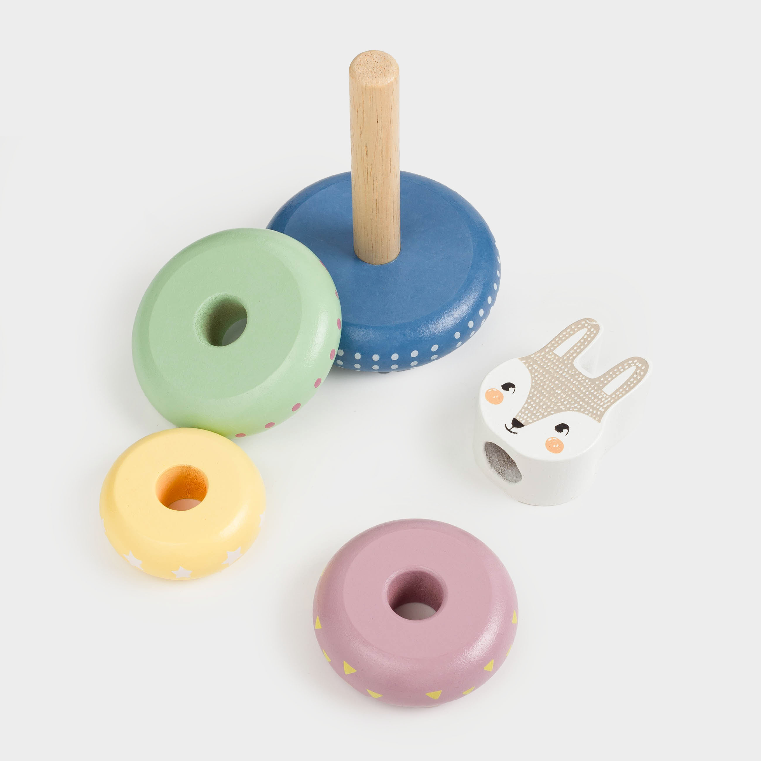 Игрушка развивающая, 14 см, дерево, Пирамидка кролик, Kiddy, image-4