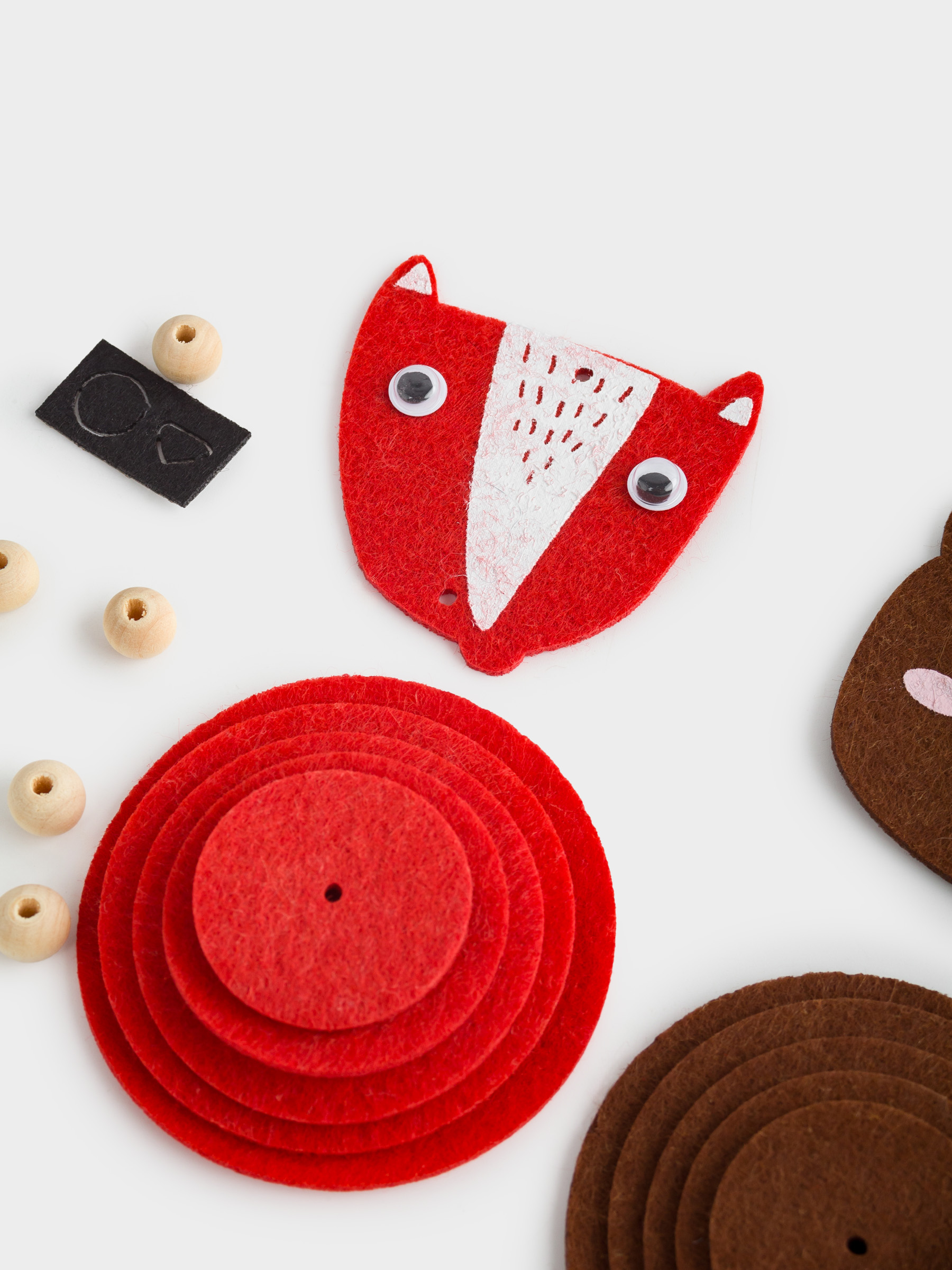 Набор для творчества, 13х15 см, рукоделие, фетр/дерево, подвеска, Мишка и лиса, Creativity, image-1